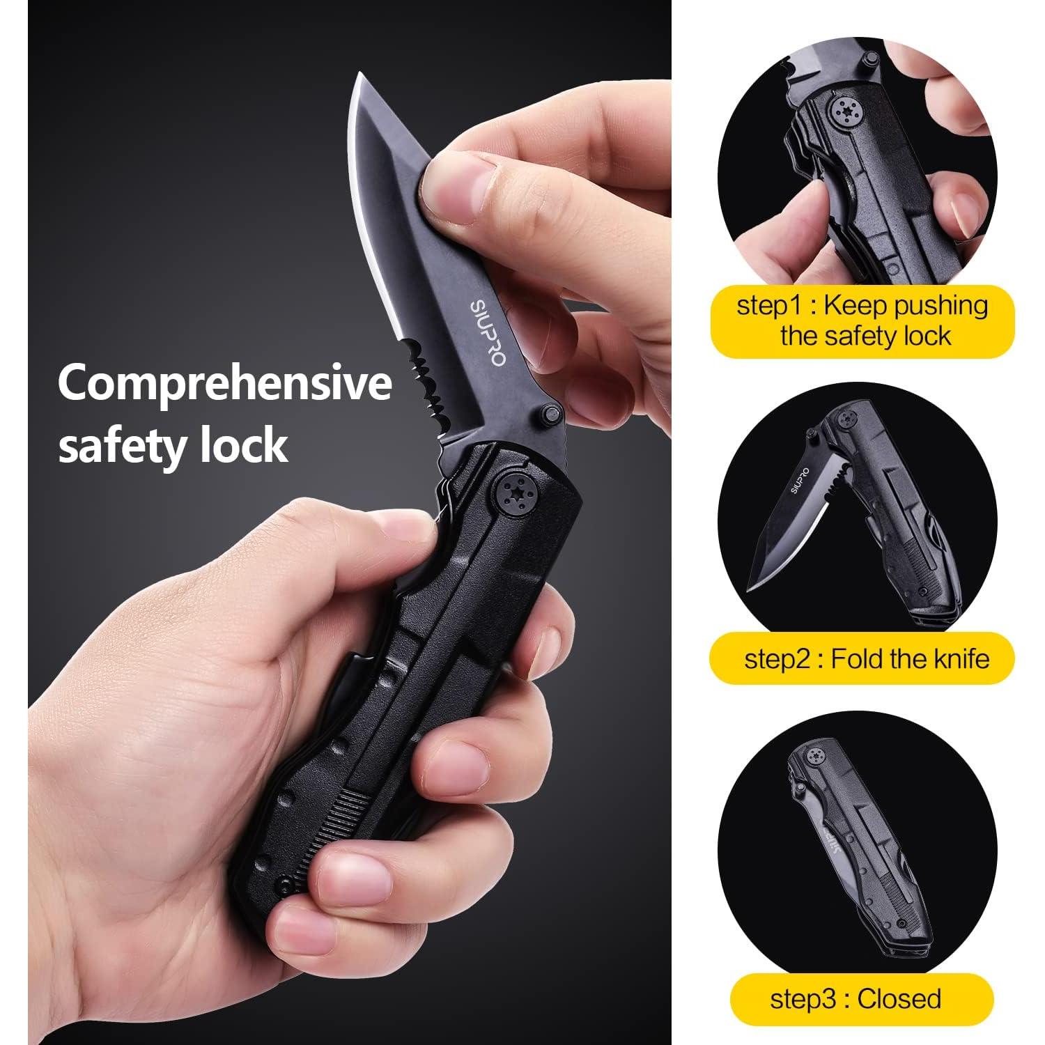 Cuchillo Multiherramienta SIUPRO 9 en 1 Plegable Negro