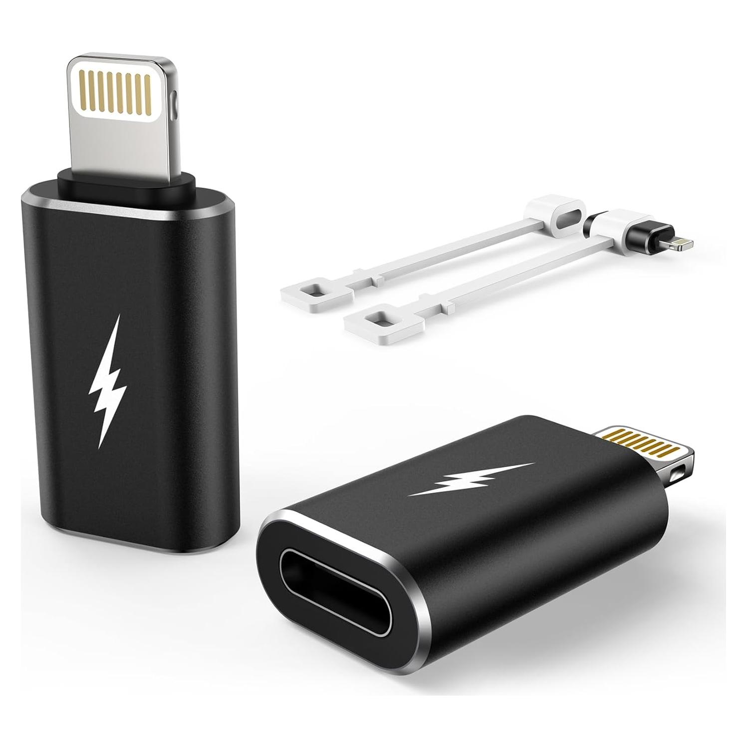 Adaptador USB C hembra a Lightning macho TechMatte 2 Pack 2.2A