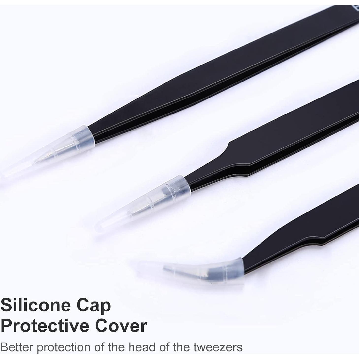 Juego de Pinzas de Precisión Kaverme 3 Piezas Acero Inoxidable