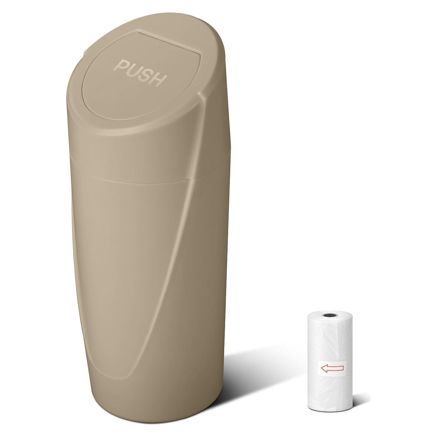 Bote de Basura para Auto SGLRT Beige con Tapa y 20 Bolsas