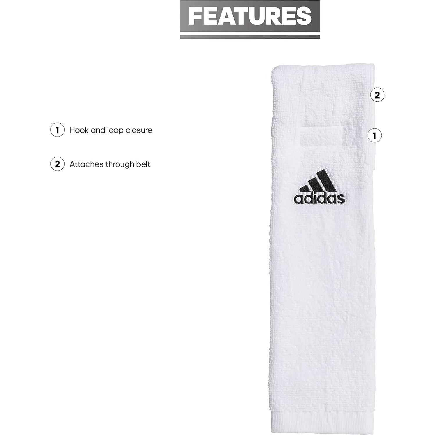 Toalla de equipo adidas blanca con cierre de gancho y bucle