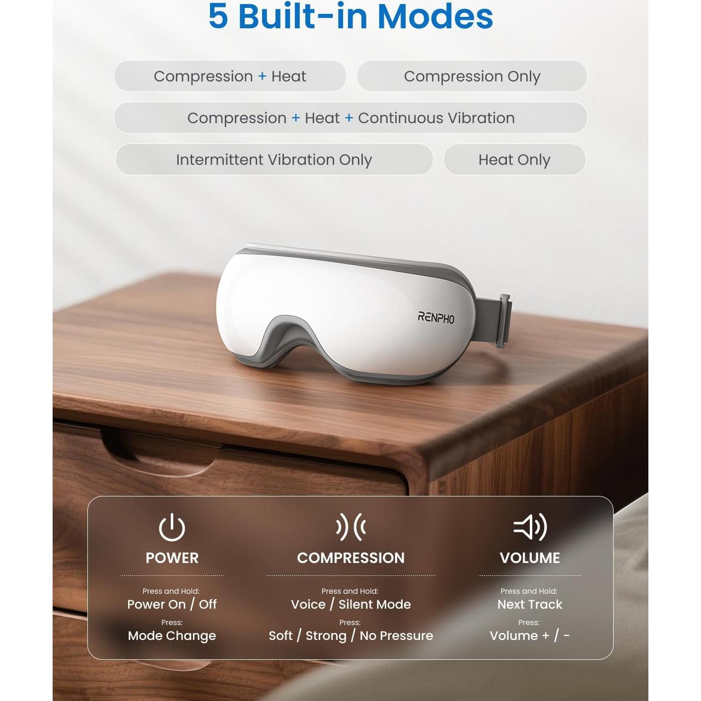 Masajeador de Ojos RENPHO RF-EM001 con Calor y Diseño Plegable