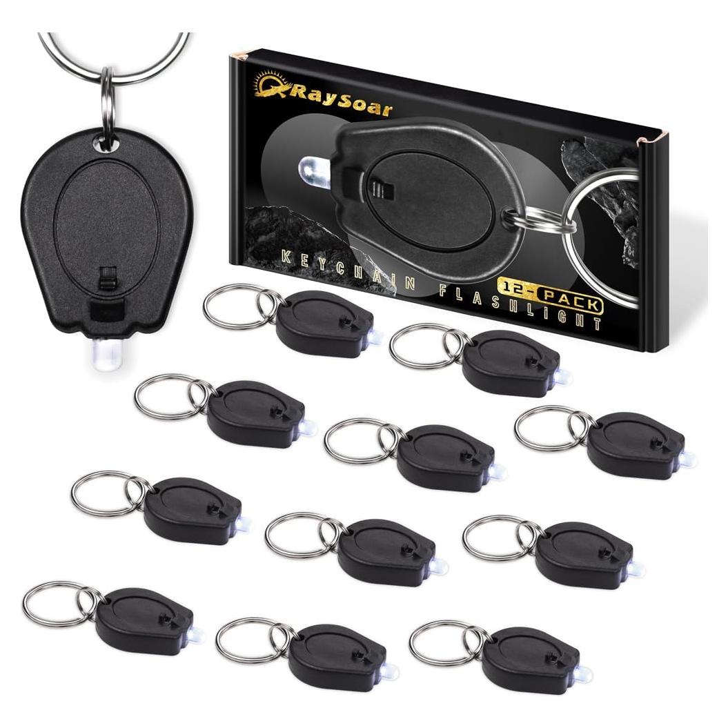 Paquete de 12 Linternas LED Mini RaySoar con Llave Blanca
