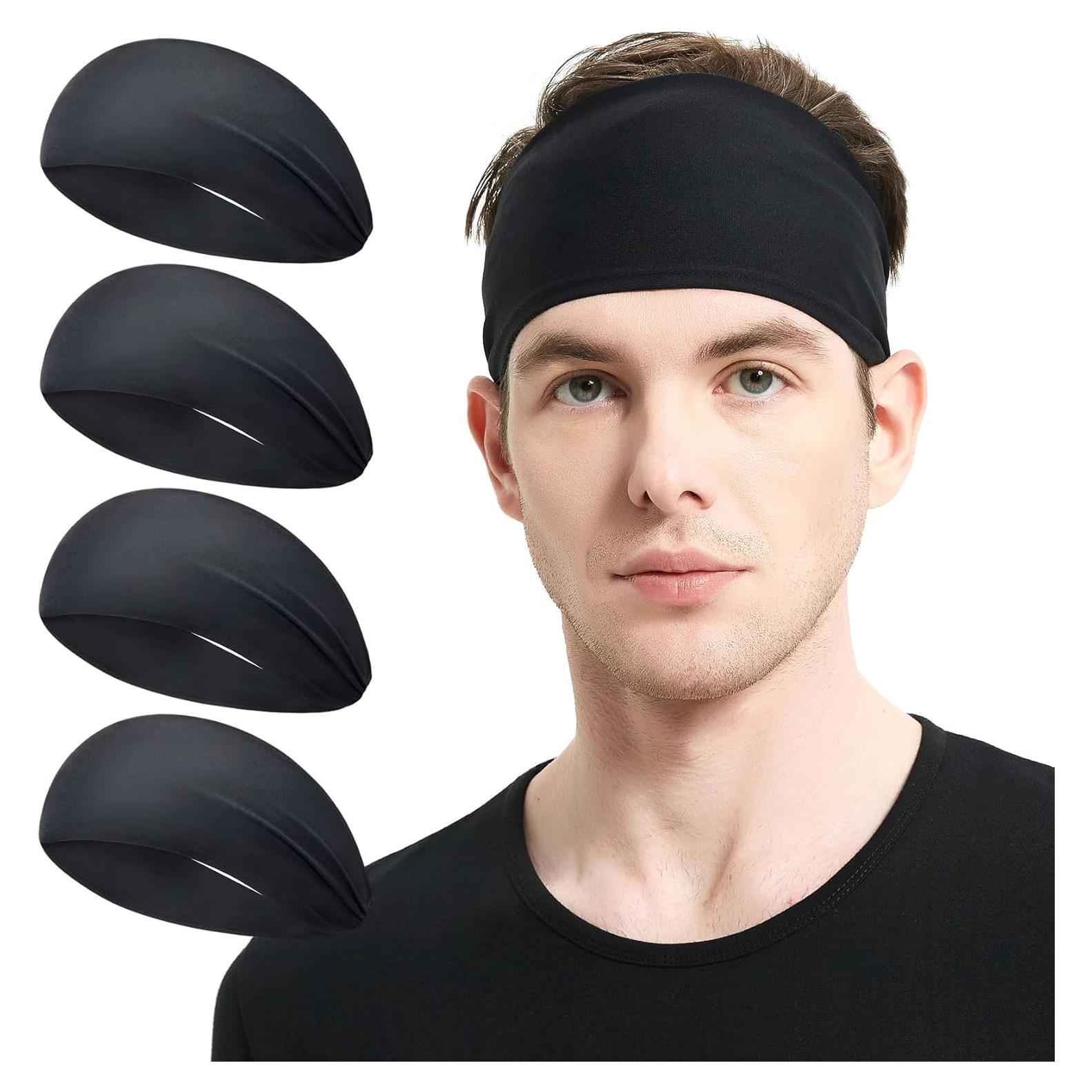 Cinta para la Cabeza Deportiva MARKEEP Unisex 4 Piezas Negra