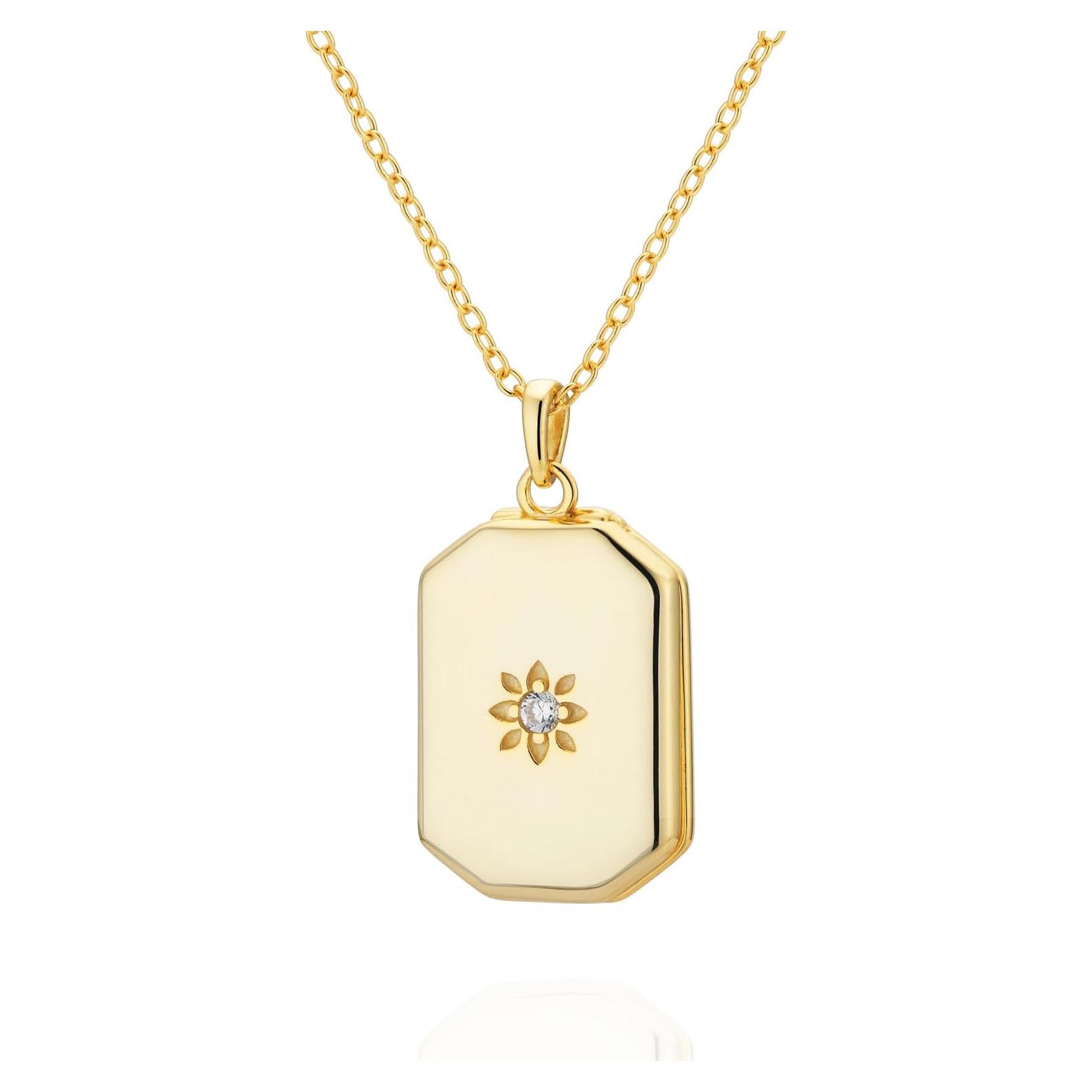 Collar Locket de Foto Rectangular STARepublic en Plata 925 y Oro 14K
