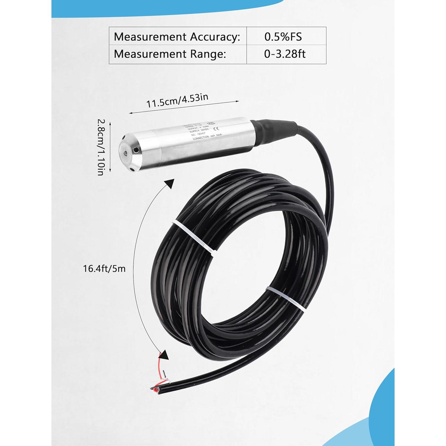 Sensor de Nivel de Agua Yosoo 4-20mA IP68 Transductor