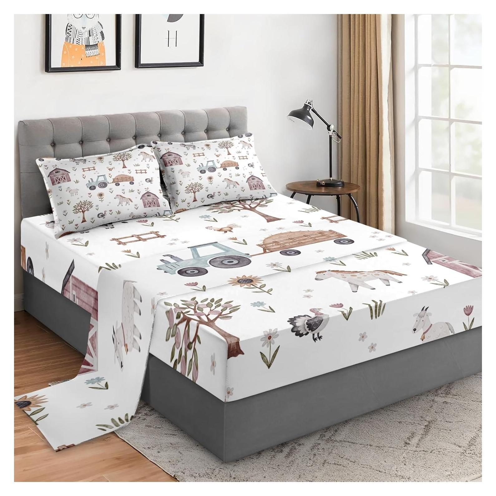 Juego de Sábanas Ajustadas WeCozy Individual 3 Piezas Tractor