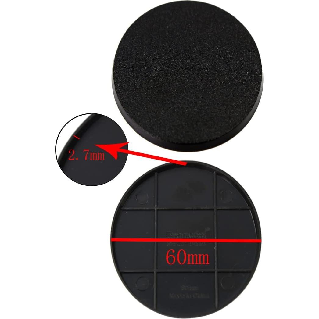 Bases Redondas de Plástico ABS Evemodel 60mm 30pcs para Juegos