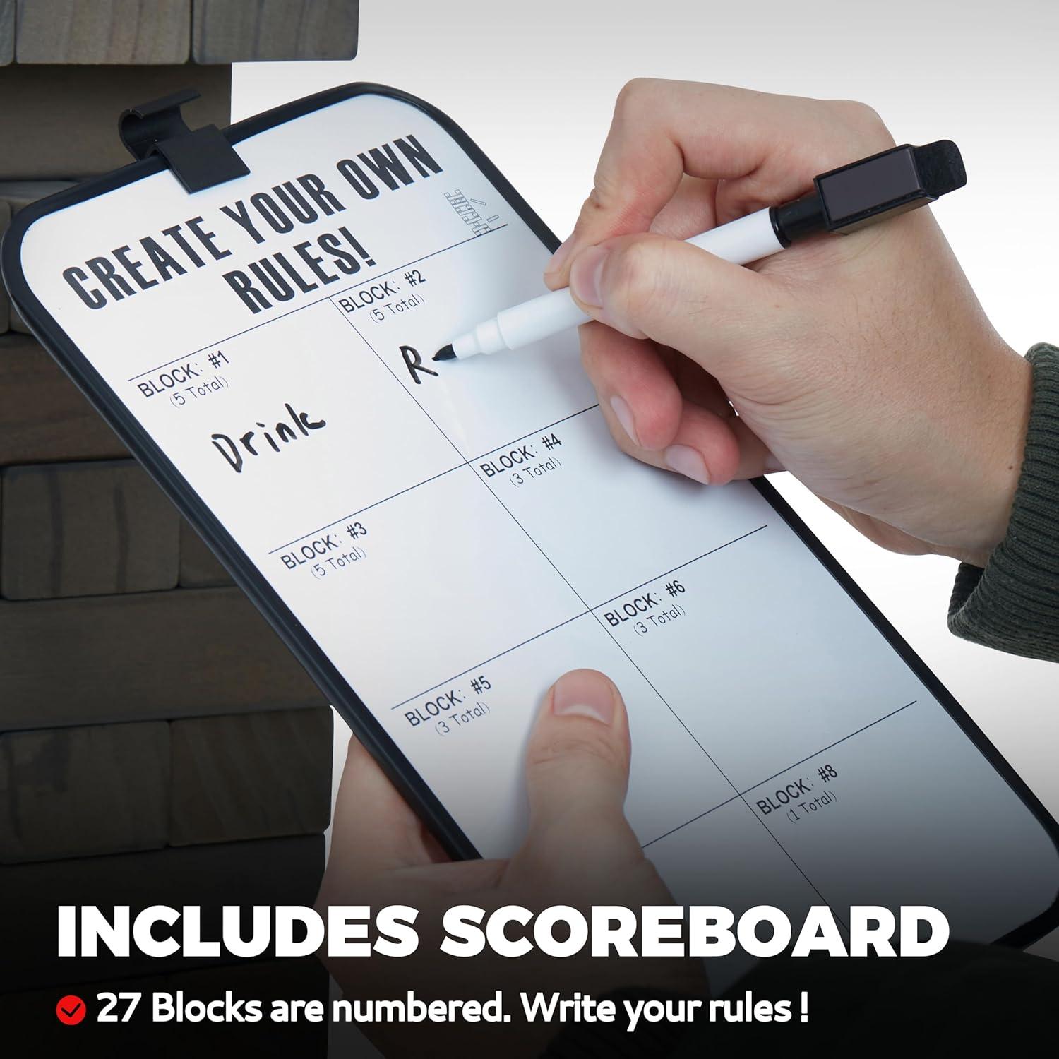 Gray Large Tower Game Outdoor Games 54 Blocks Stacking Game Includes Carry Bag