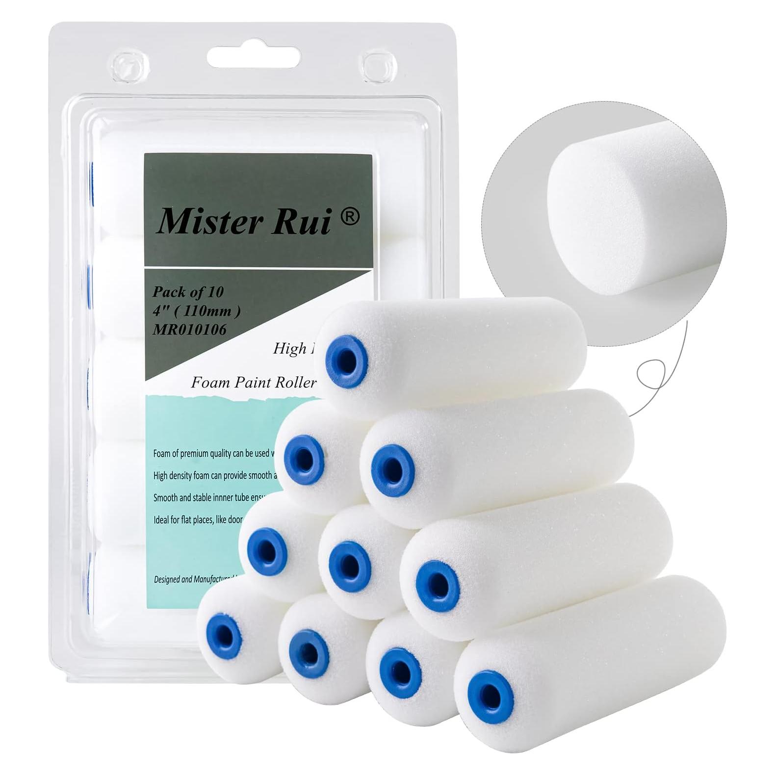 Rodillo de Pintura de Espuma Mister Rui 10 Pcs 4" Alta Densidad
