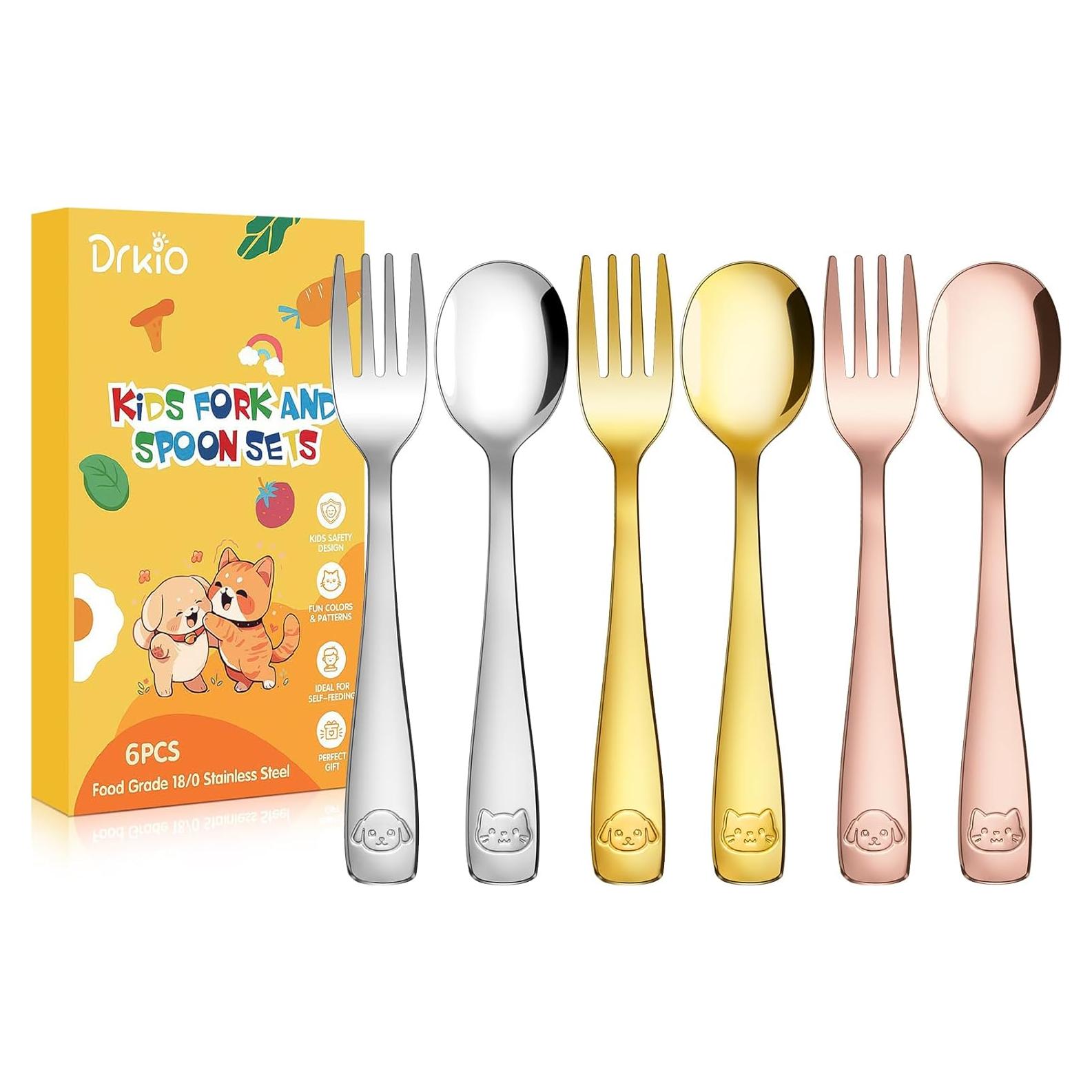 Set de Cubiertos para Niños DRKIO - 6 Piezas de Acero Inoxidable