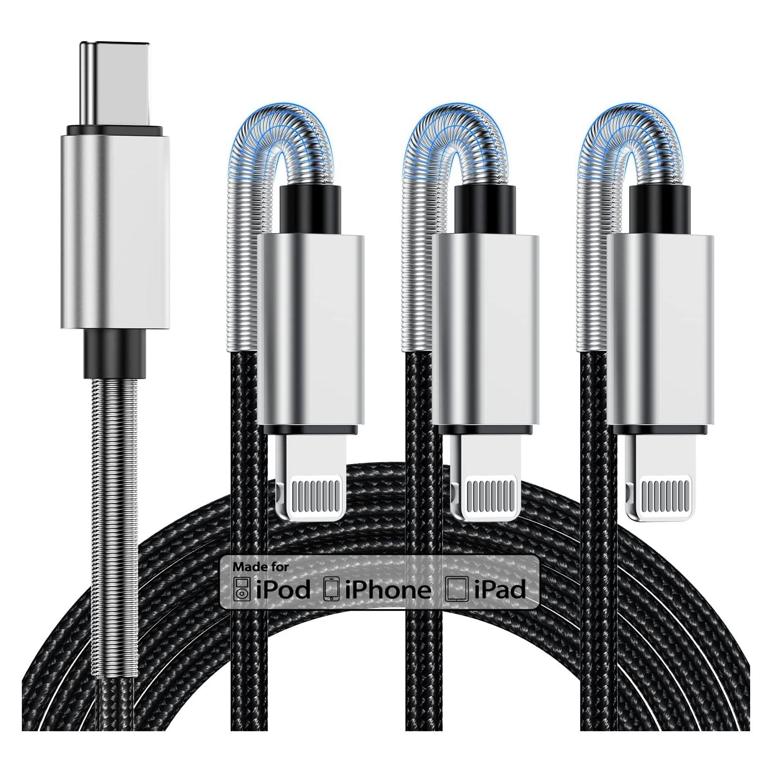 3Pack Cable de Carga Rápida 3A Kitminun 10 Pies Lightning