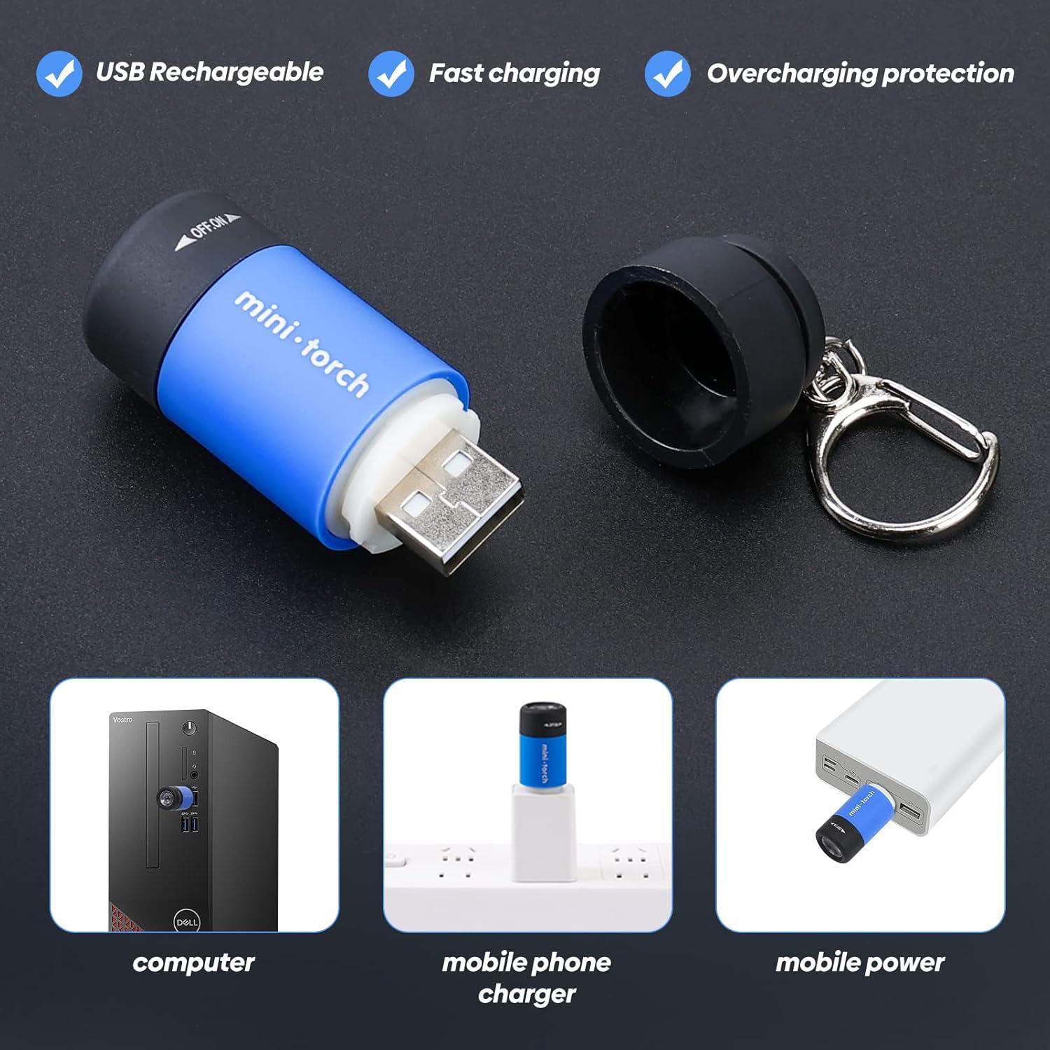 Mini Linterna de Llavero Recargable USB Tileon - 3 Piezas