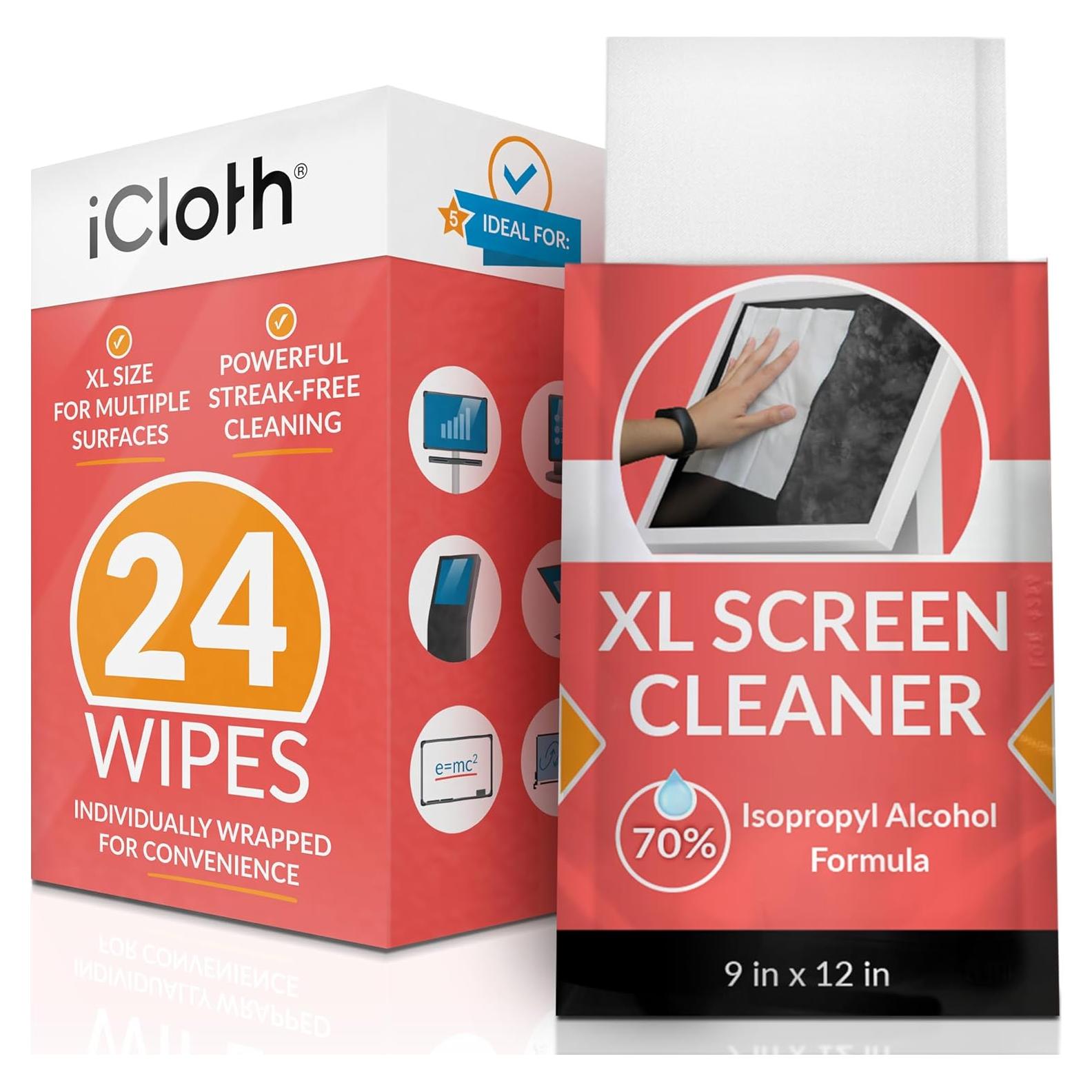 Toallitas de Pantalla iCloth XL 24 Unidades 70% Alcohol Isopropílico