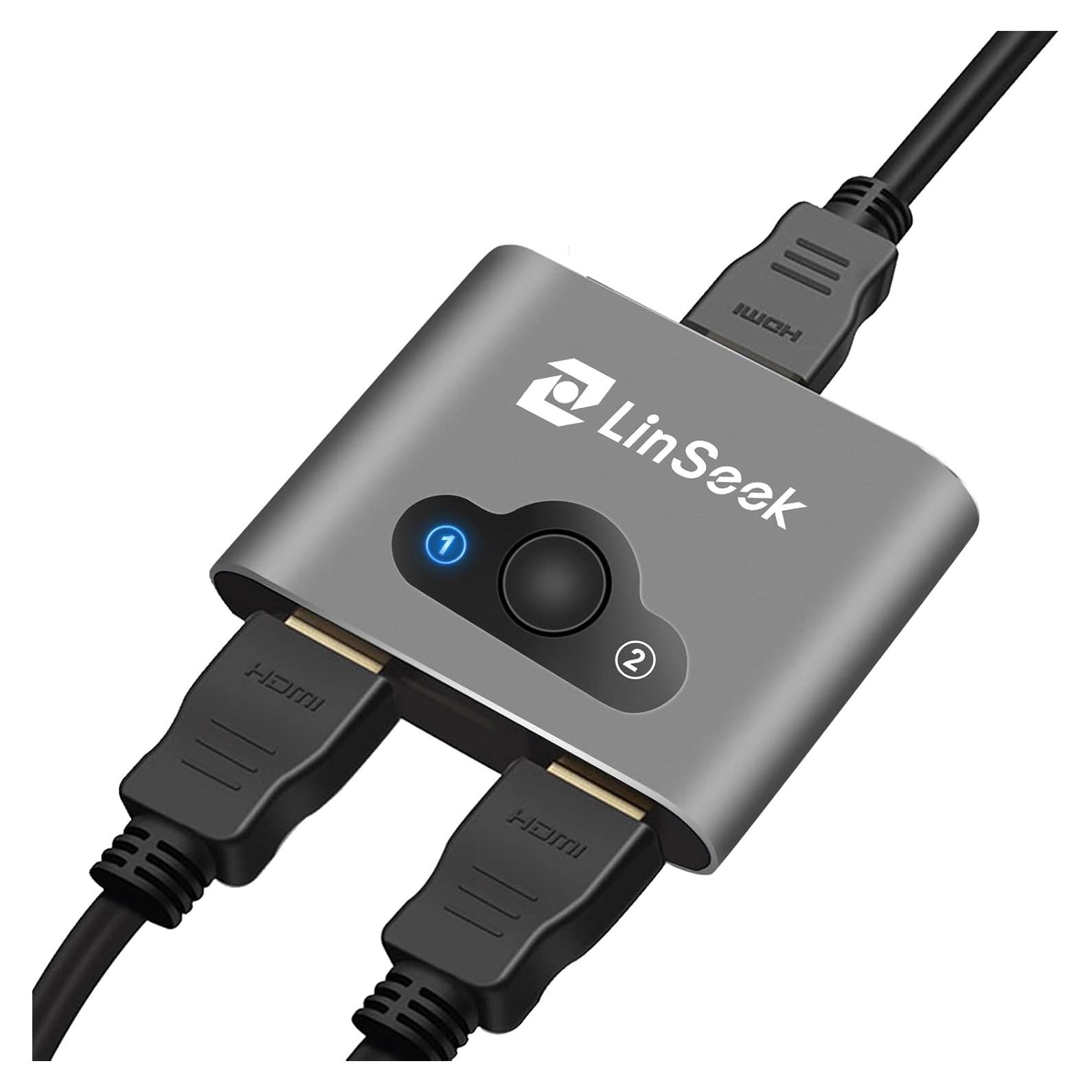 Conmutador HDMI 8K LinSeek 2 en 1 Salida Gris Espacial
