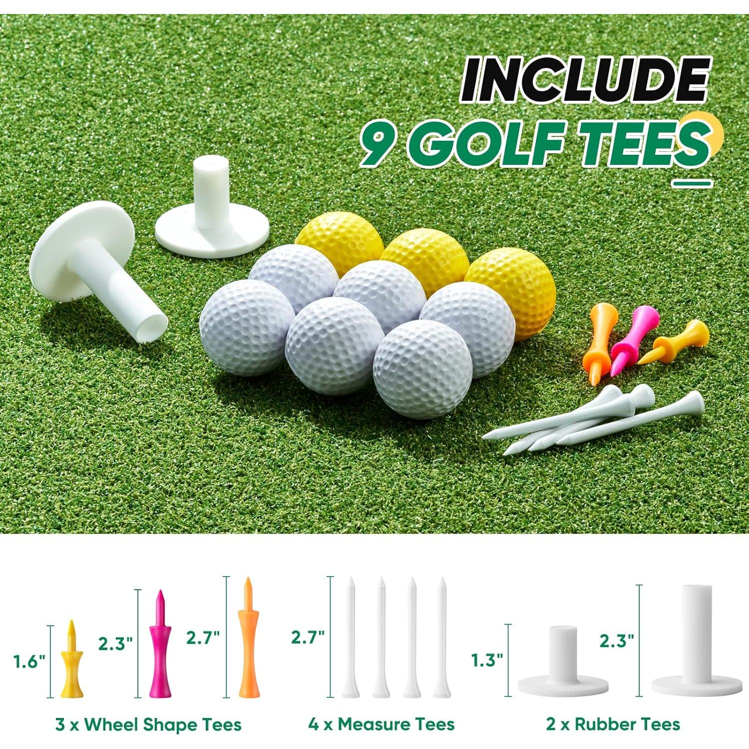 Alfombra de Golf OYN 1,52x1,22m con 9 Pelotas y 7 Tees