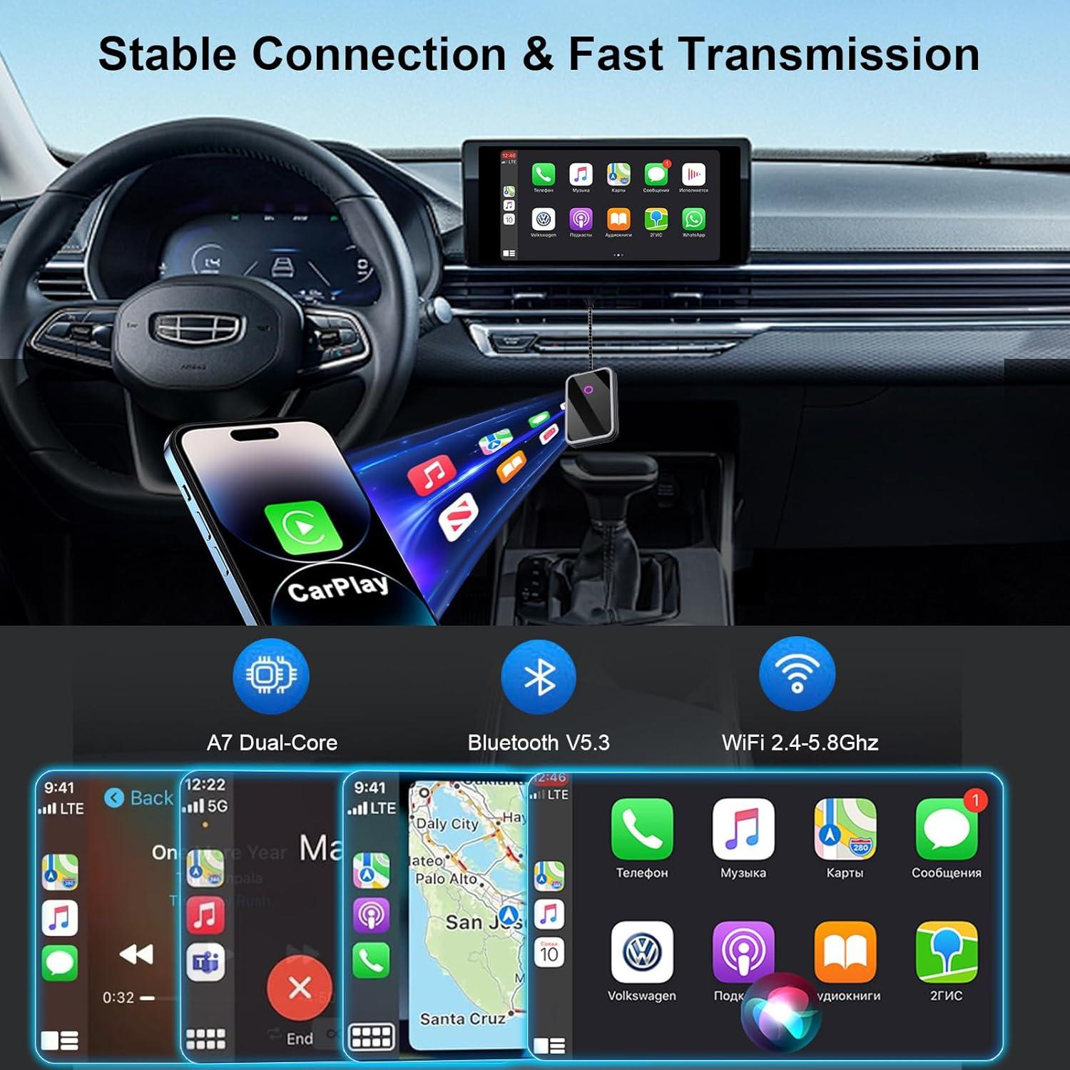 Adaptador CarPlay Inalámbrico FTTMWTAG - Compatible con iPhone