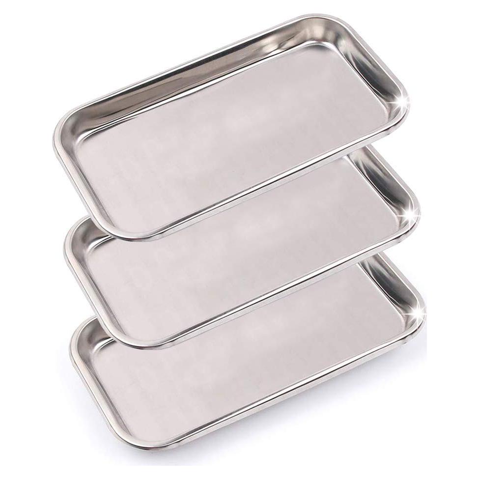 Paquete de 3 Bandejas Quirúrgicas Acero Inoxidable LabAider 22.5x11.5x2 cm