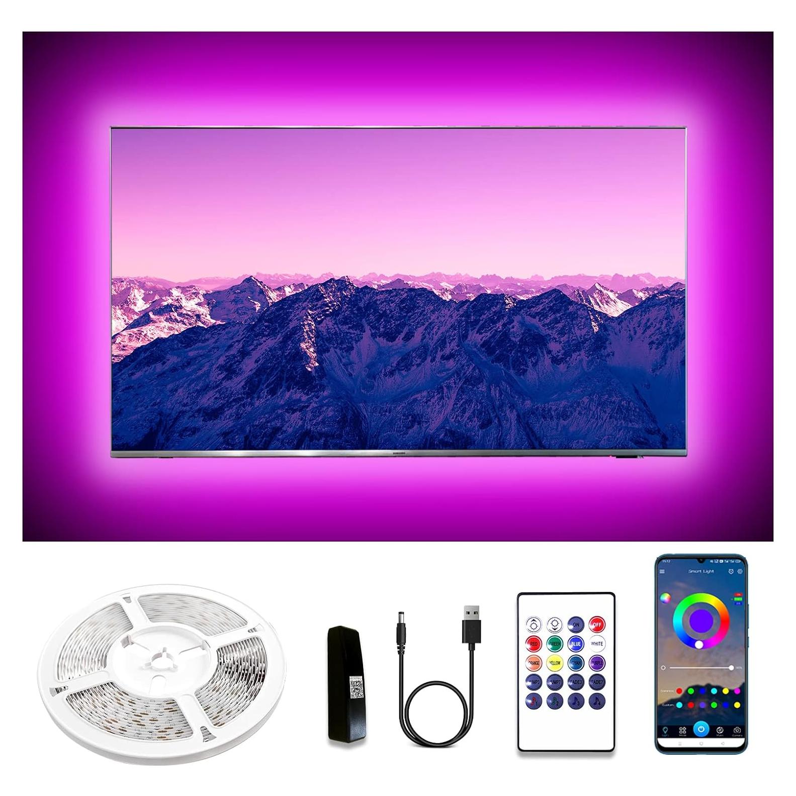 Tiras LED RGB Dalattin 2.5m para TV 32-40" USB Control Remoto