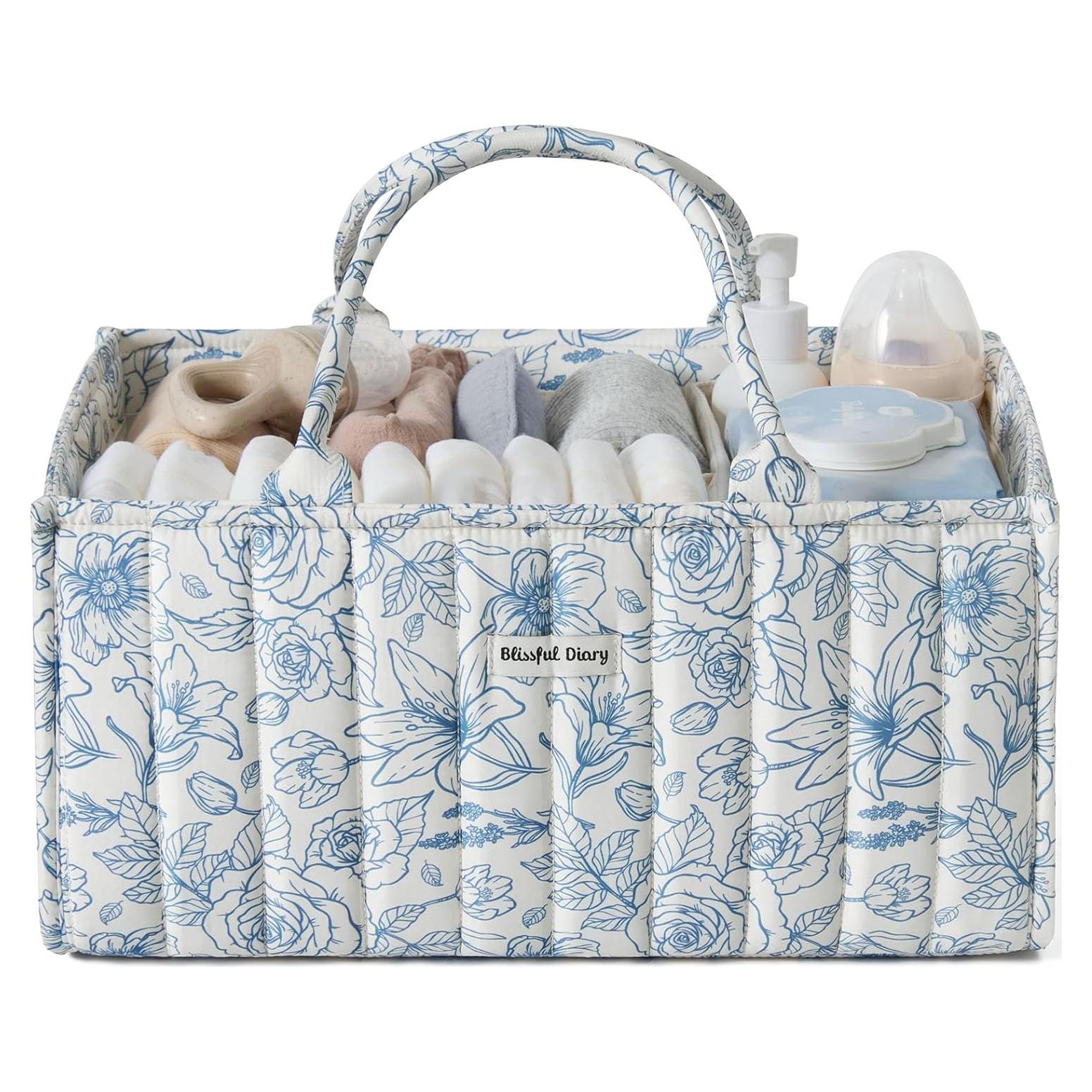 Caddy de Pañales Blissful Diary Floral Azul 25.4x38.1cm