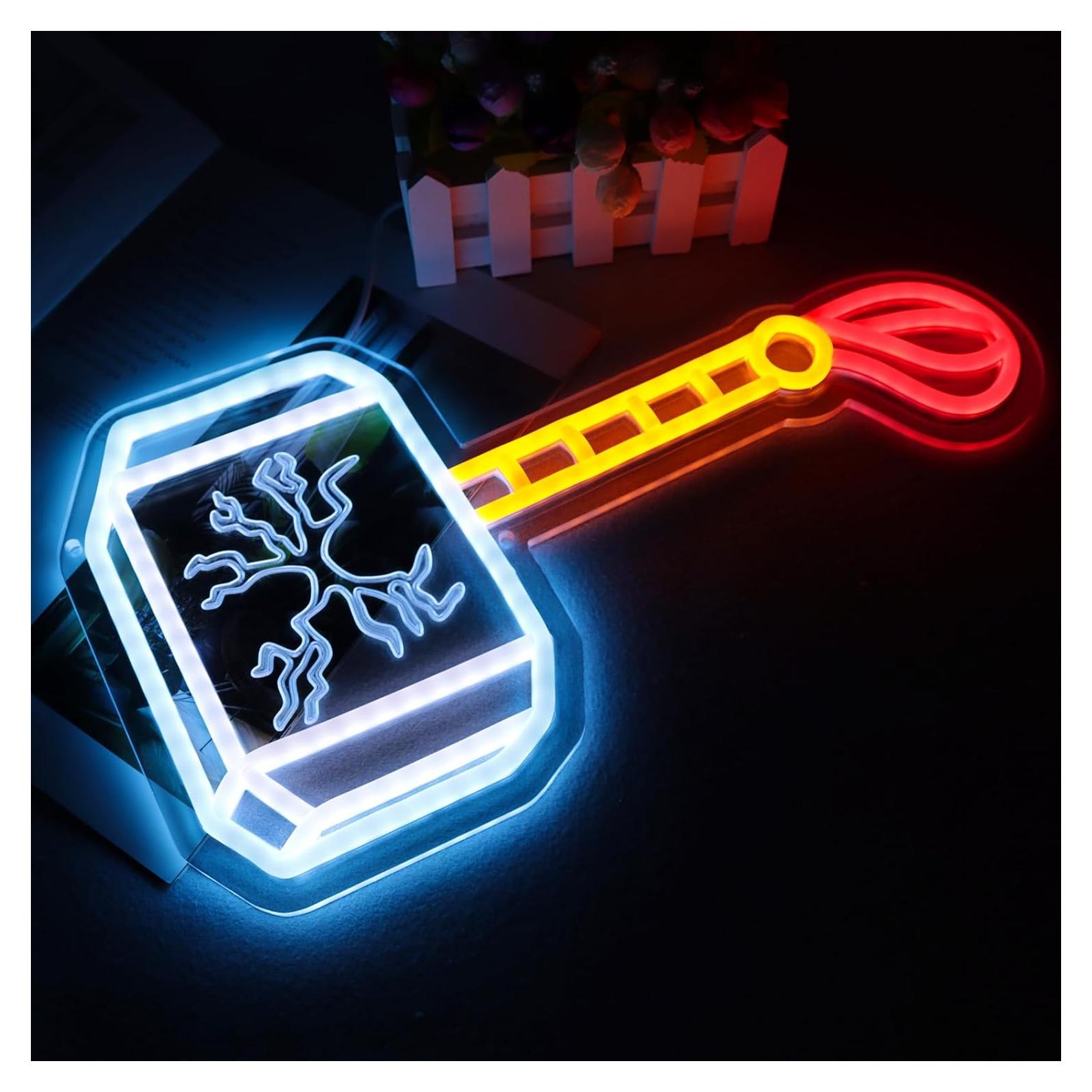 Luz de Neón Martillo de Thor LED Decoración Pared 40.6x22.9cm