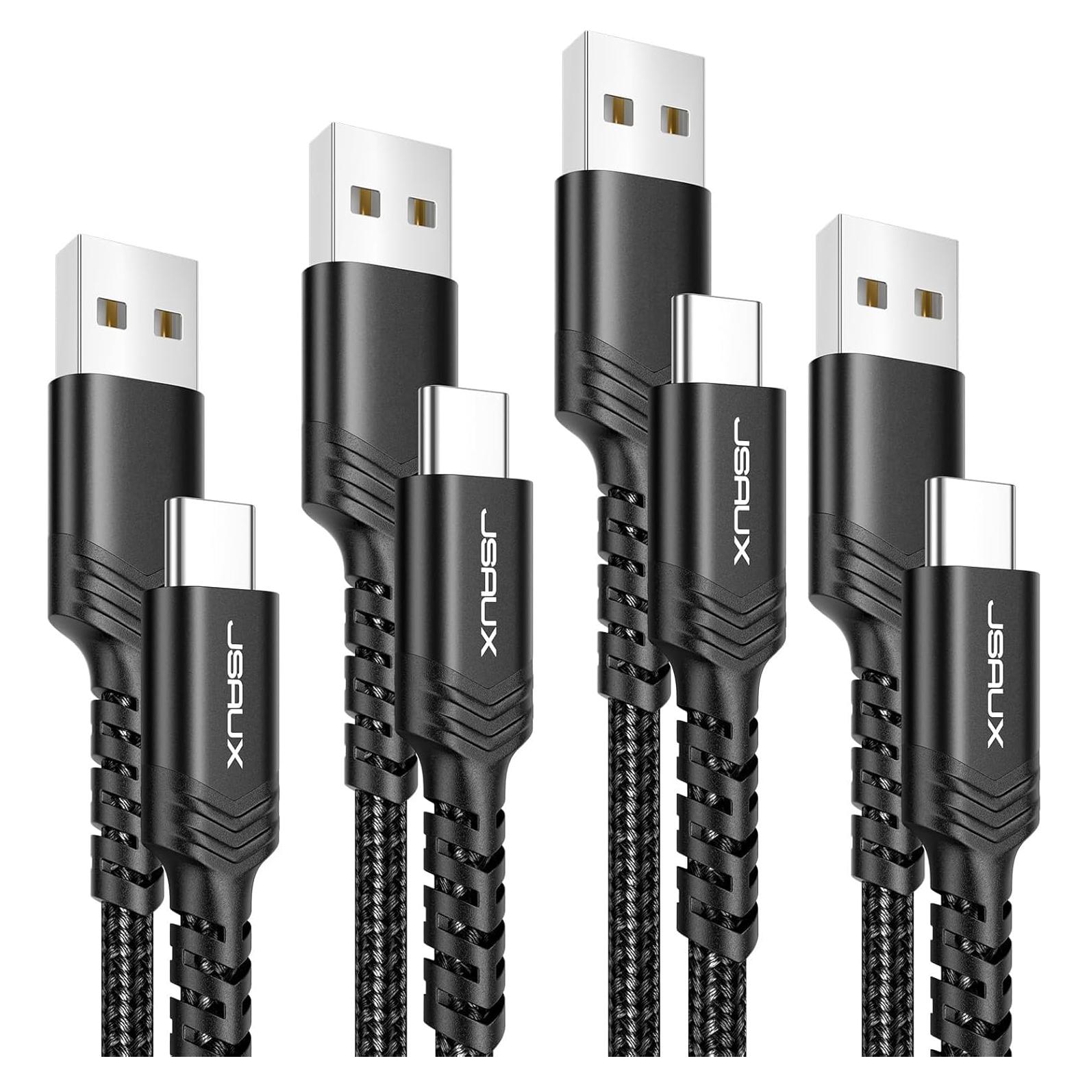 JSAUX Cable USB C 4-Pack 1m 2m 3m Carga Rápida Negro