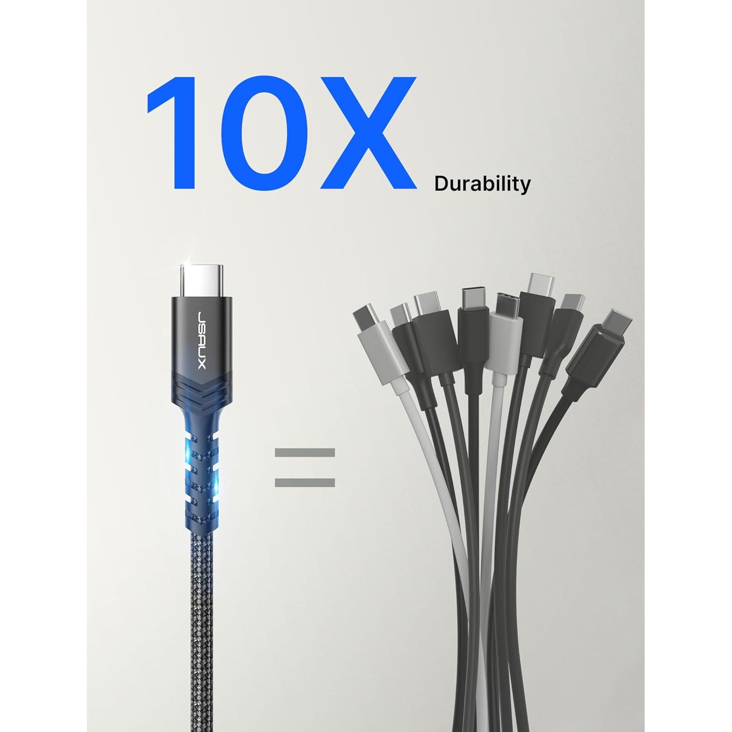 JSAUX Cable USB C 4-Pack 1m 2m 3m Carga Rápida Negro