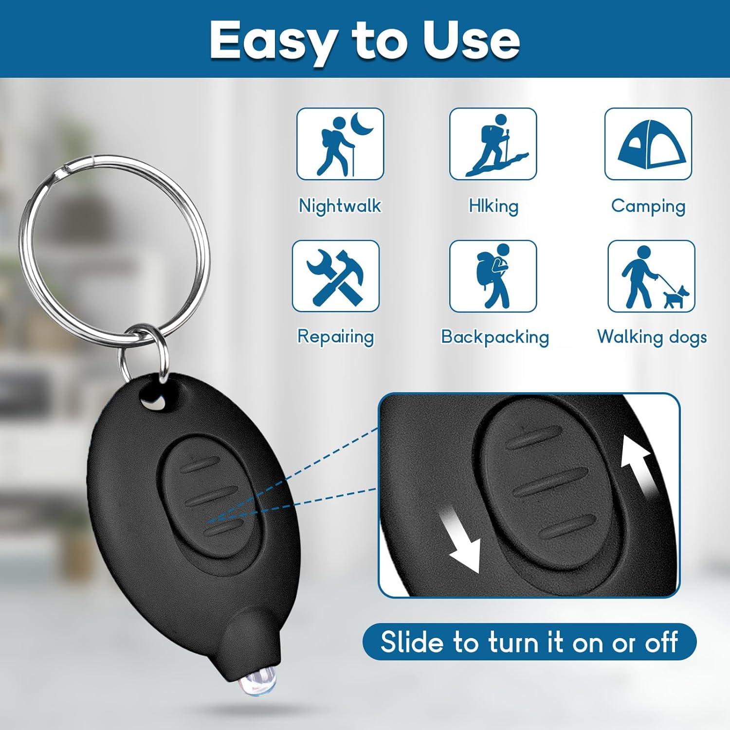 6 Linternas LED de Llavero Uaimvie Ultra Brillantes Negras