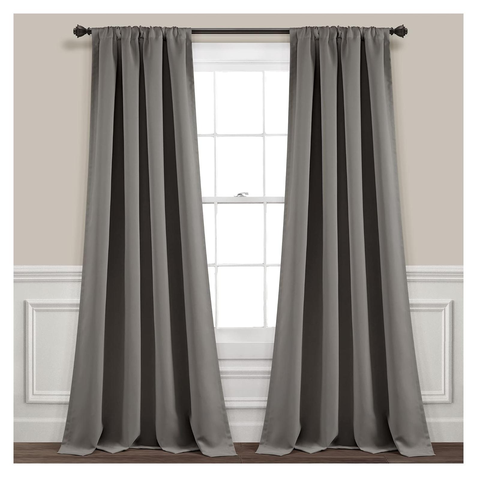 Paneles de Cortina Blackout Lush Decor 132x213 cm Gris Oscuro