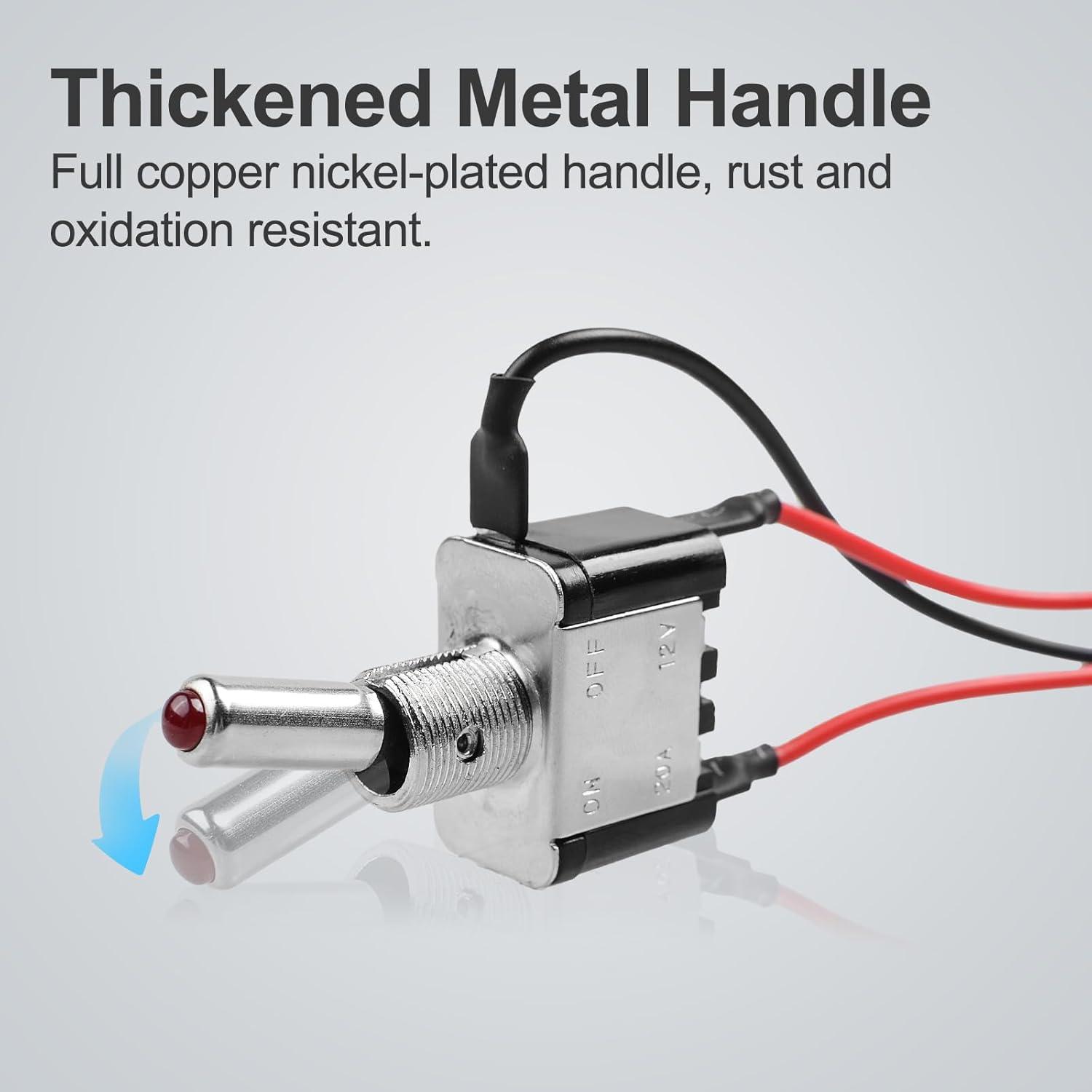 Interruptor de Palanca DC 20A 12V Minyu con LED Rojo y Tapa Impermeable