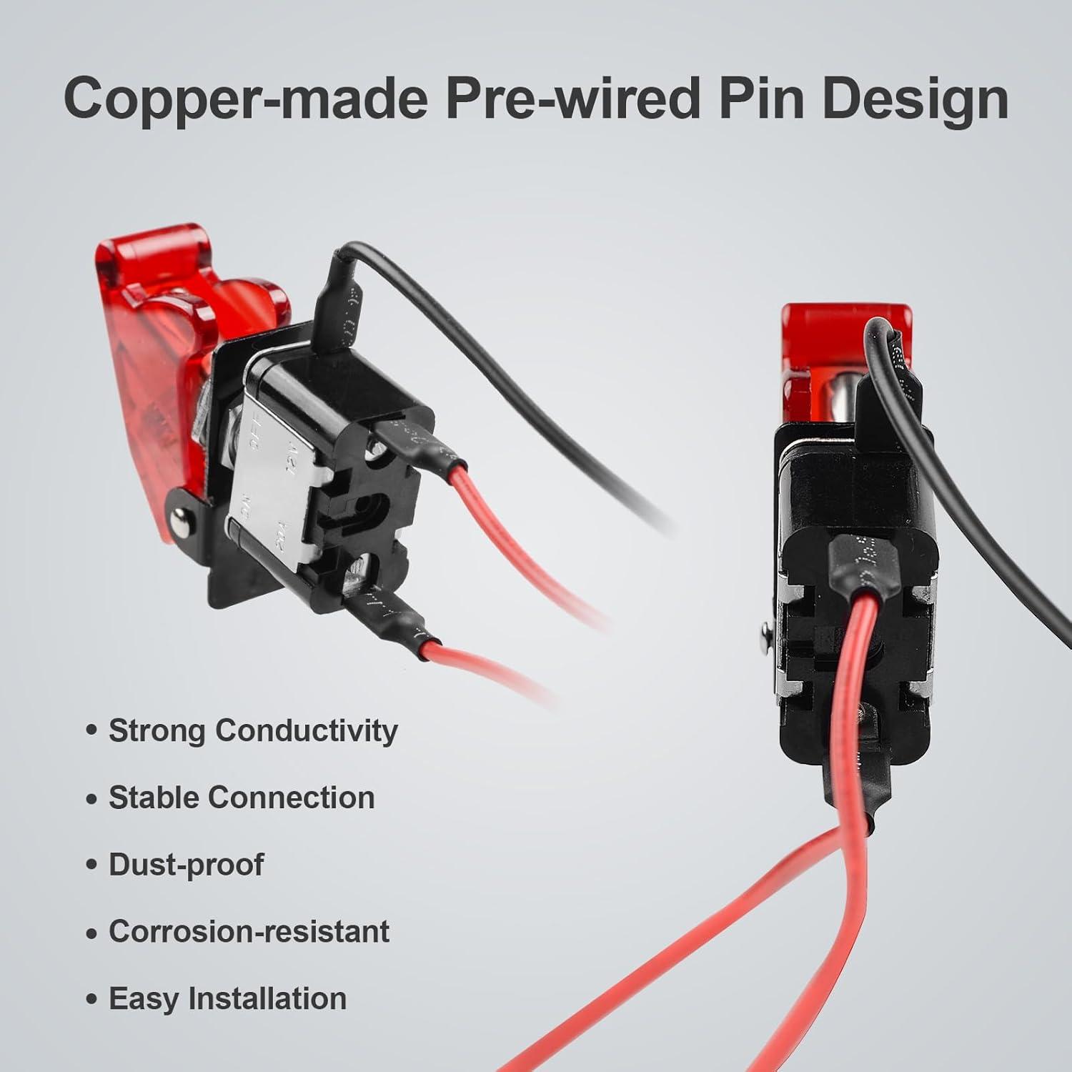 Interruptor de Palanca DC 20A 12V Minyu con LED Rojo y Tapa Impermeable