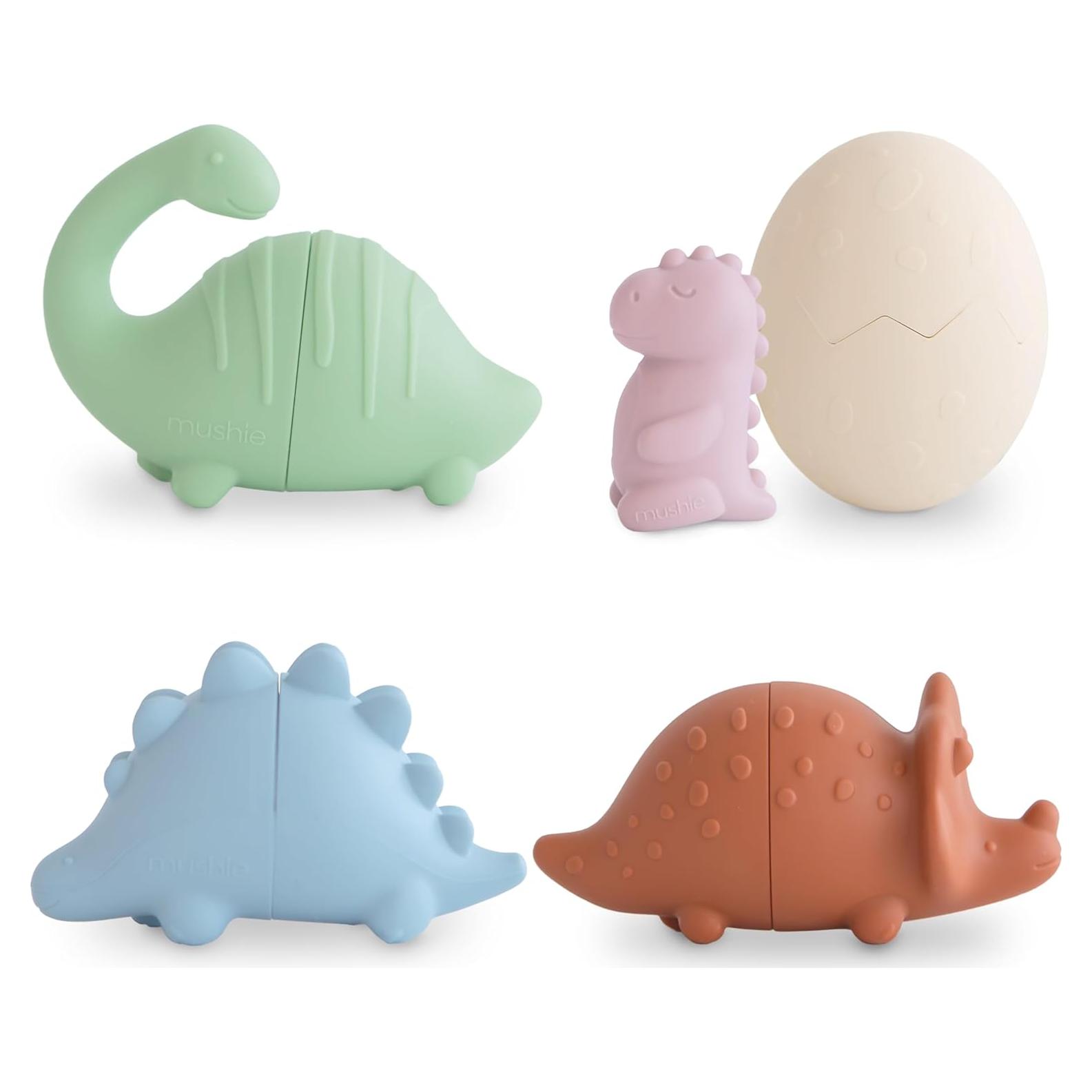 Set de Juguetes de Baño Mushie Dino - Silicona 100% Segura