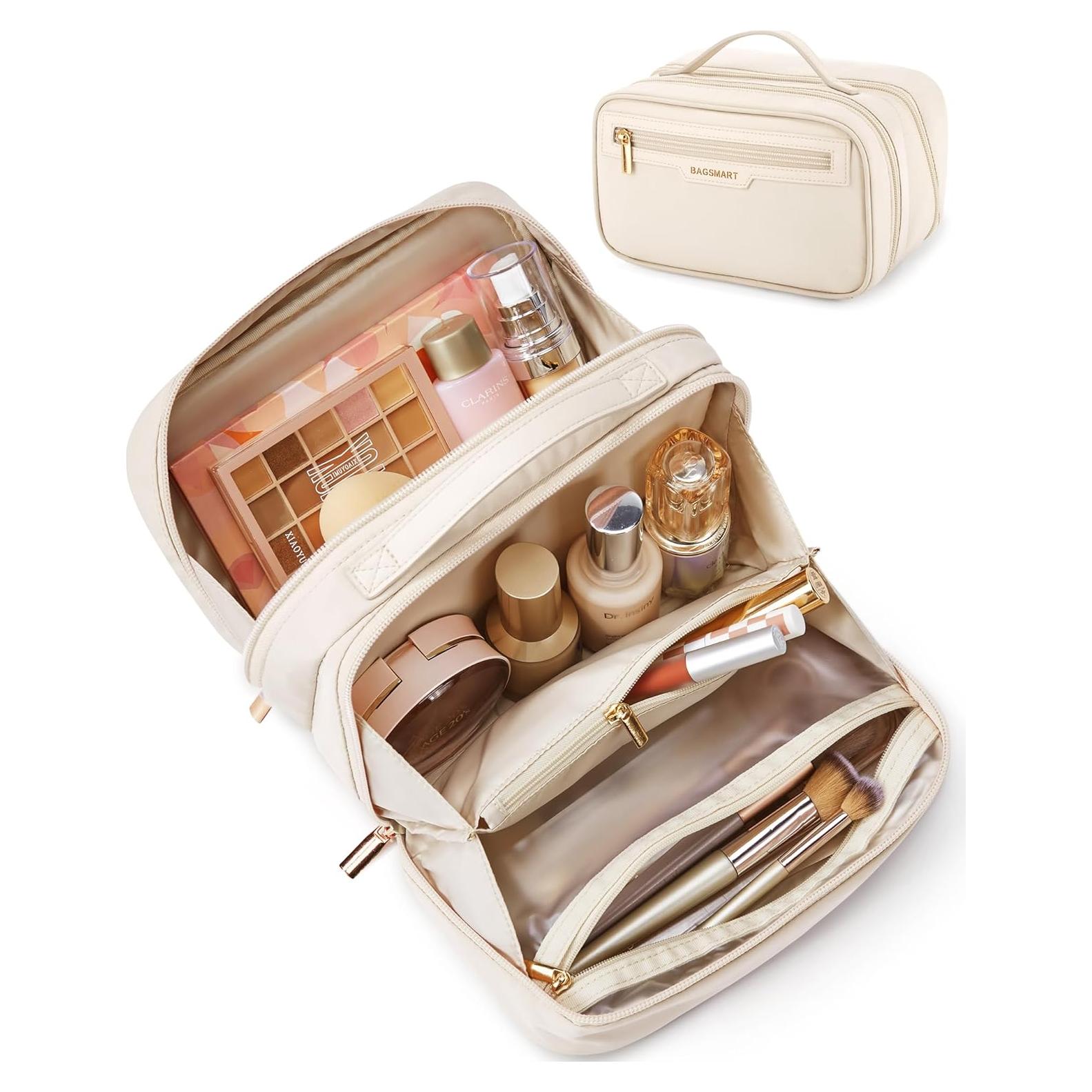 Bolsa de Maquillaje de Viaje BAGSMART Beige - Organizador Compacto