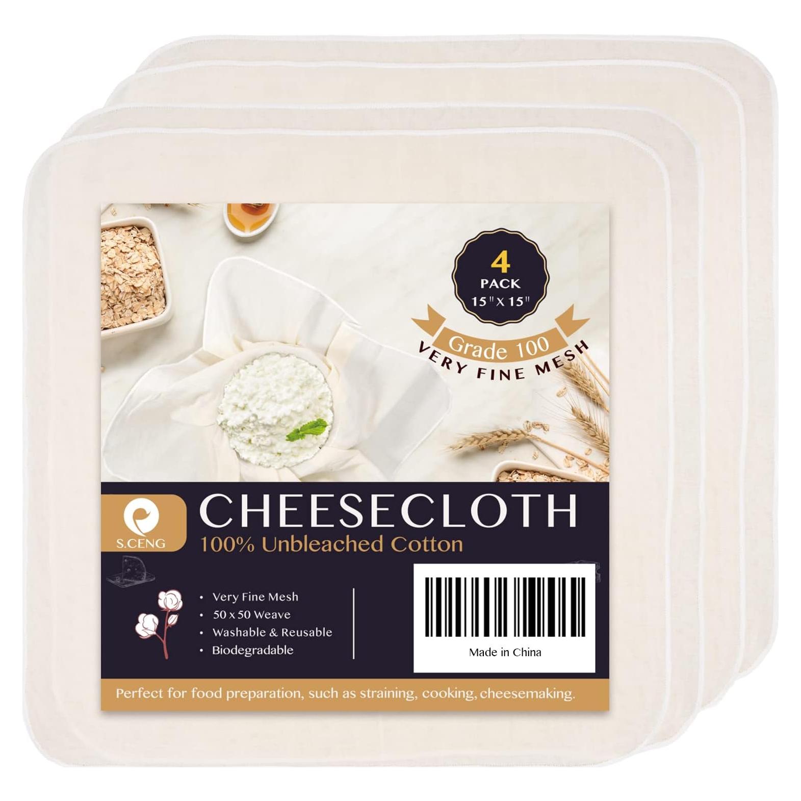 Tela de Queso S.CENG Grado 100 38.1x38.1 cm Paquete de 4