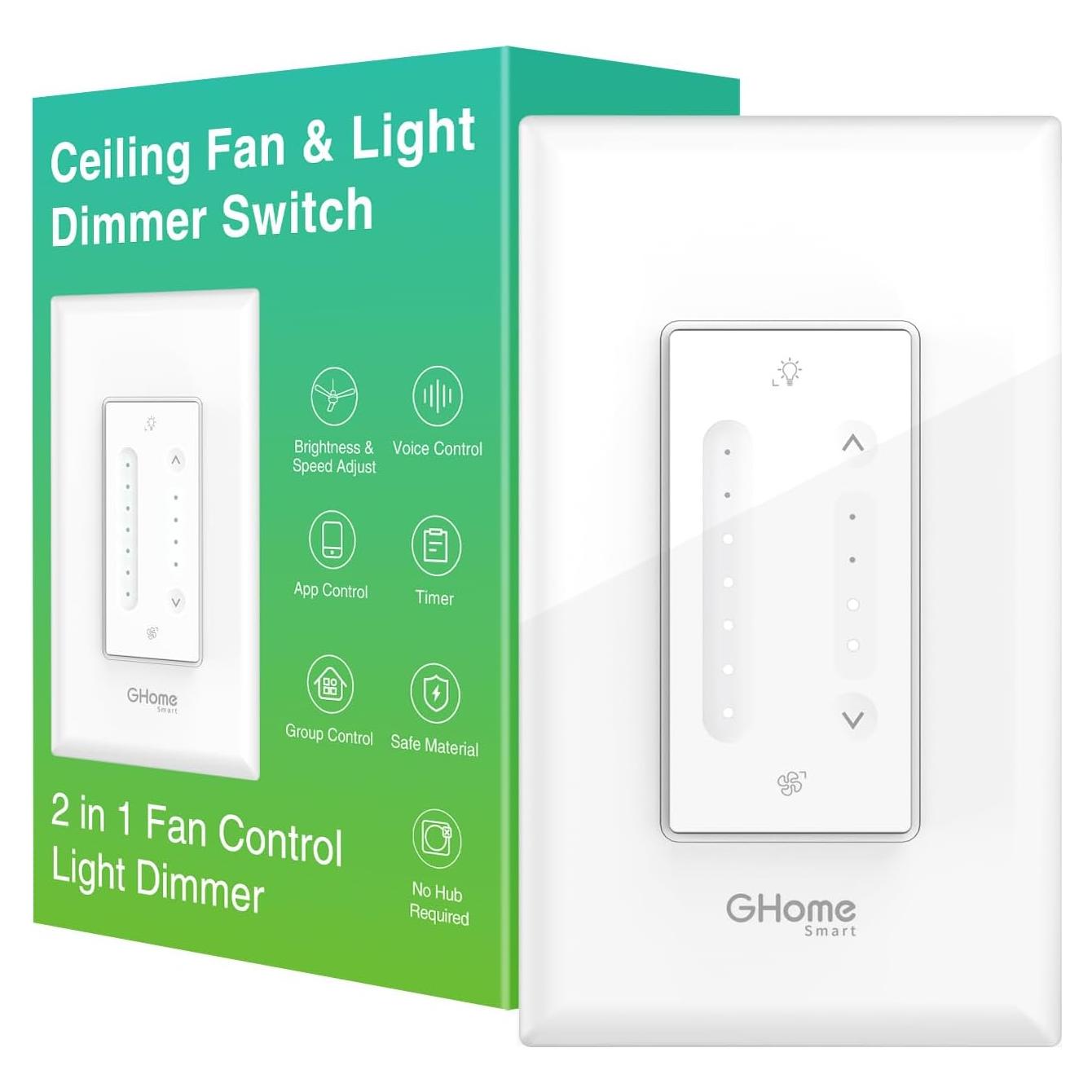 Interruptor Regulador Inteligente GHome SW19-1 para Ventilador de Techo