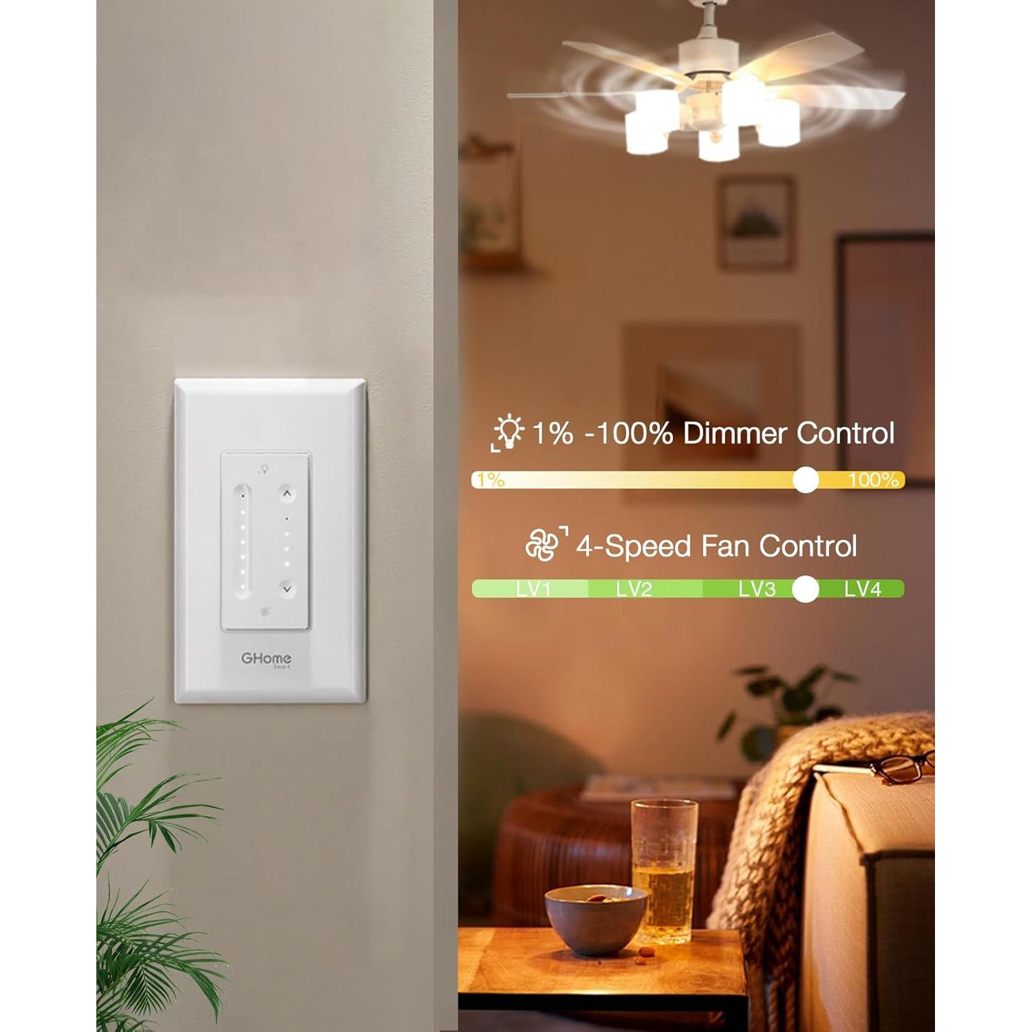 Interruptor Regulador Inteligente GHome SW19-1 para Ventilador de Techo