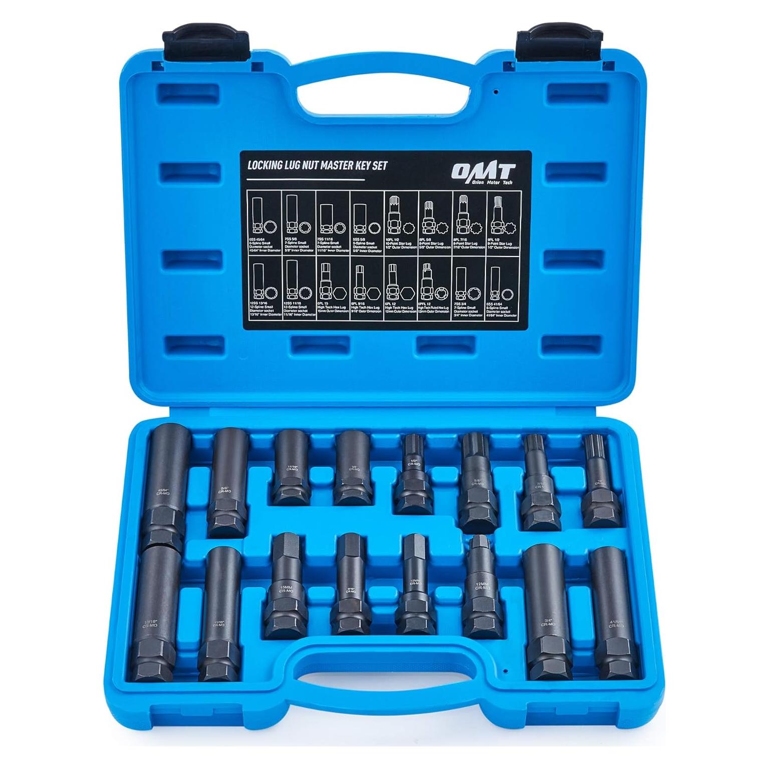 Kit de Llaves de Tuerca de Bloqueo 16 Piezas Orion Motor Tech