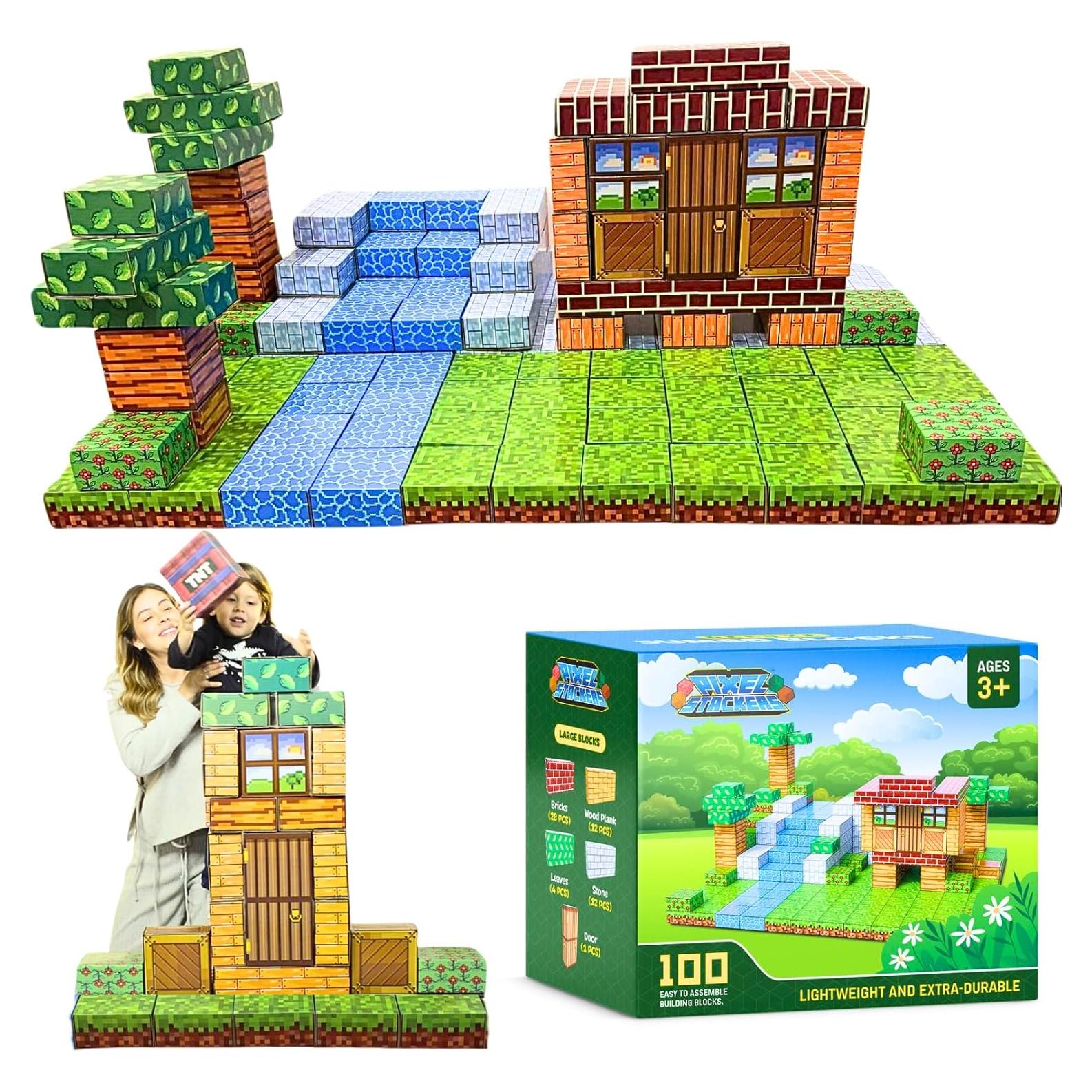 Bloques de Construcción Jumbo PixelStackers 100 Cartón para Niños