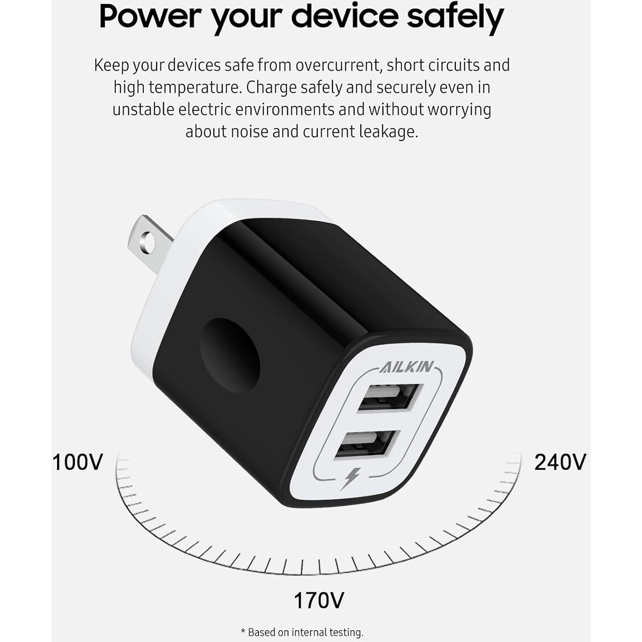 Cargador de Pared USB AILKIN 2 Puertos 2.1A Carga Rápida