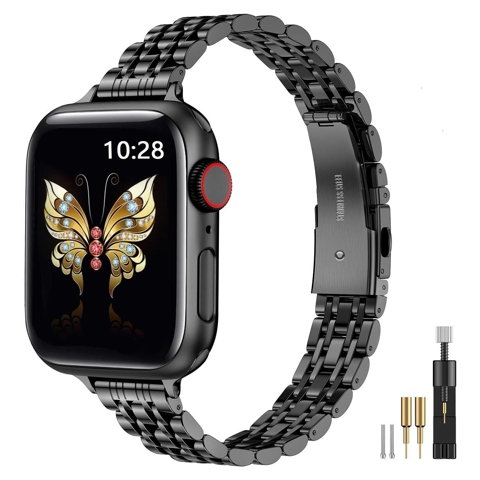 Banda de Metal Slim MioHHR para Apple Watch 38-42mm Negro