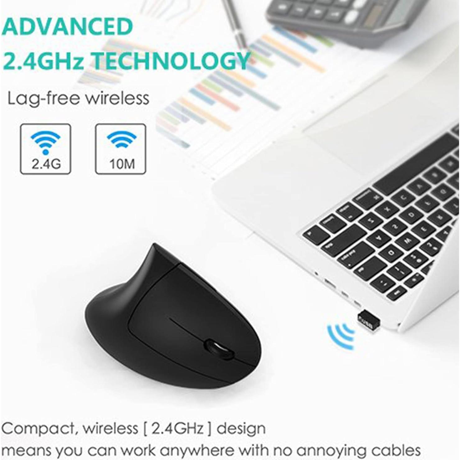 Mouse Ergonómico Inalámbrico Lekvey Vertical 2.4GHz 3 DPI Ajustables