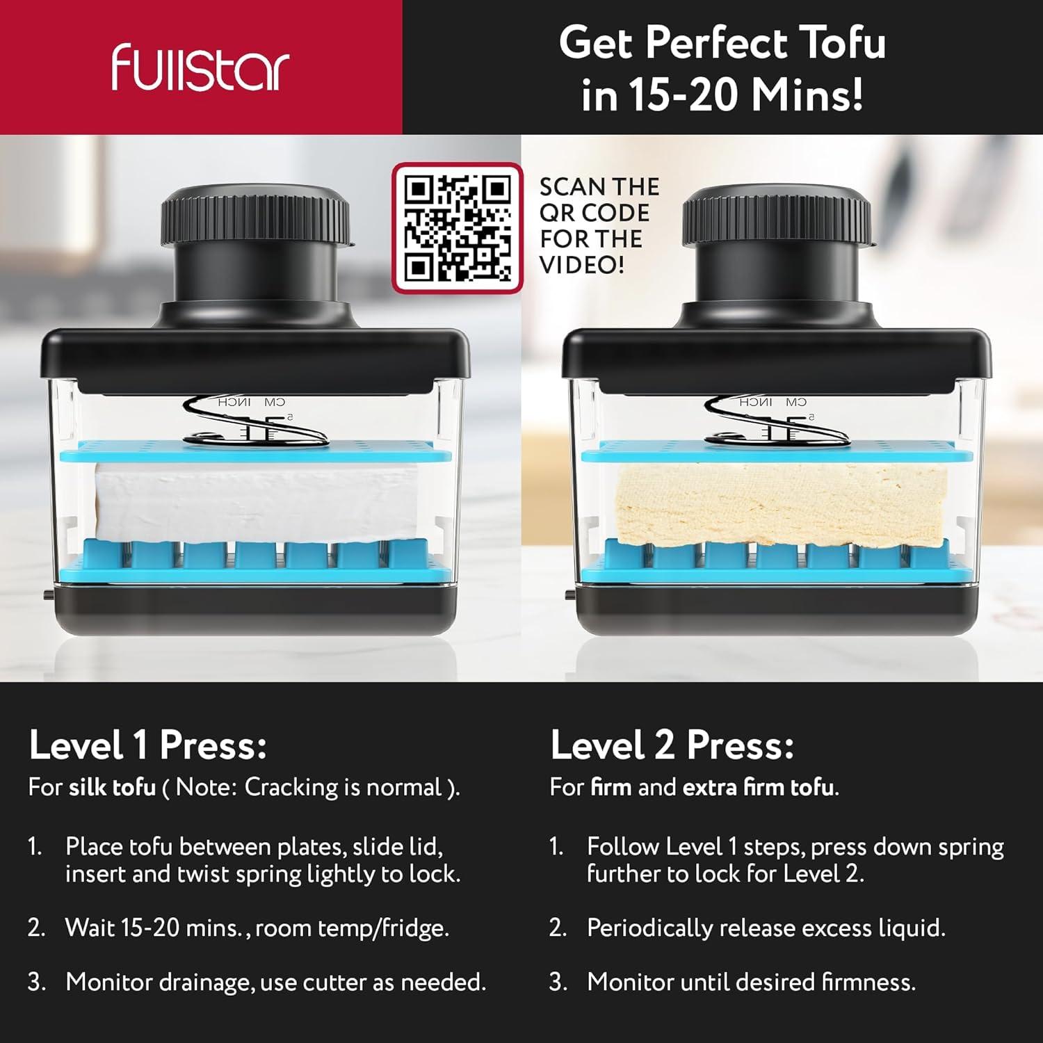 Prensa y Cortador de Tofu 2-en-1 Fullstar, Apto Lavavajillas