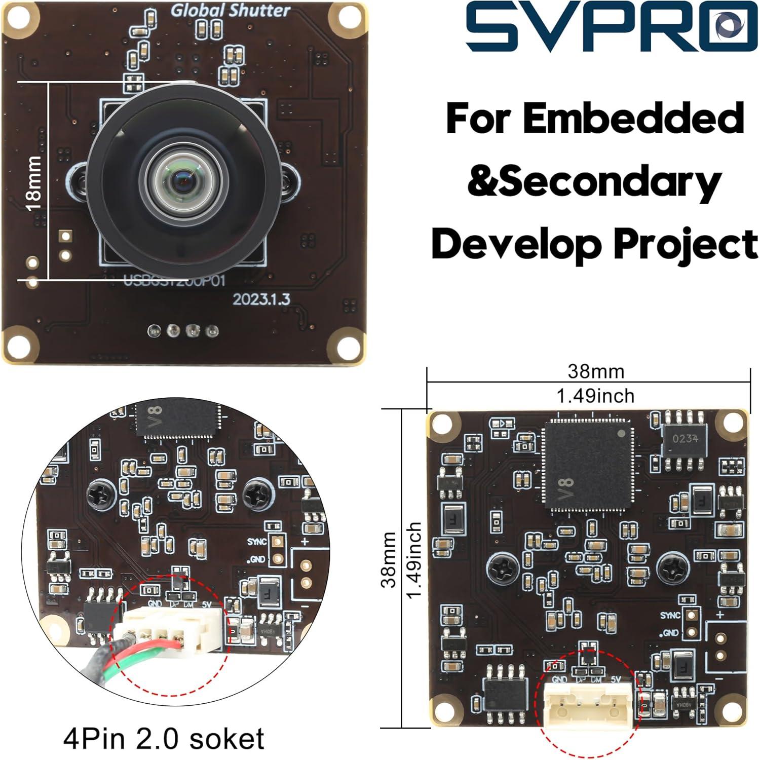 Cámara USB SVPRO 2MP 90fps Gran Angular Sin Distorsión