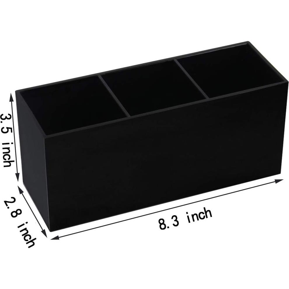 Organizador de Brochas de Maquillaje Weiai Negro 3 Compartimentos