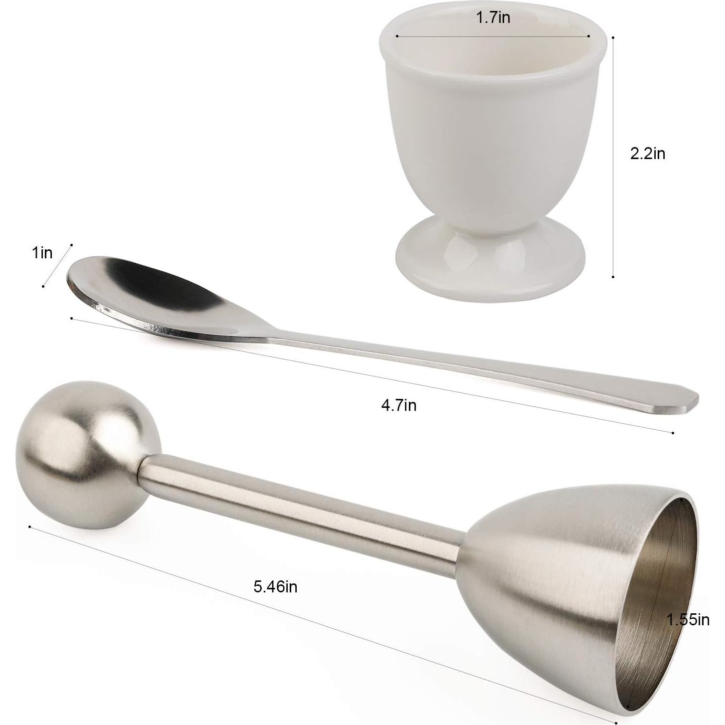 Juego de Cortador de Huevos Forkmannie con 4 Tazas y Cucharas