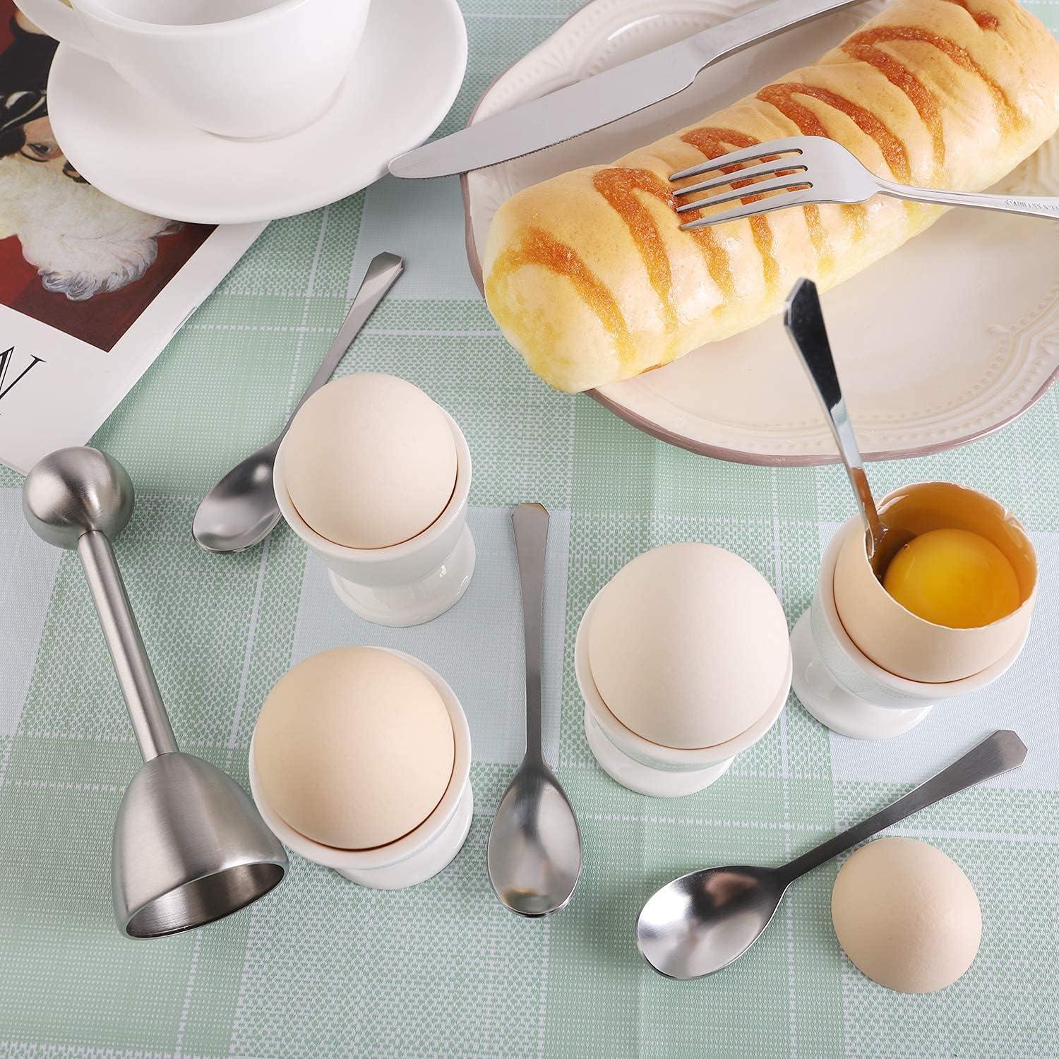 Juego de Cortador de Huevos Forkmannie con 4 Tazas y Cucharas