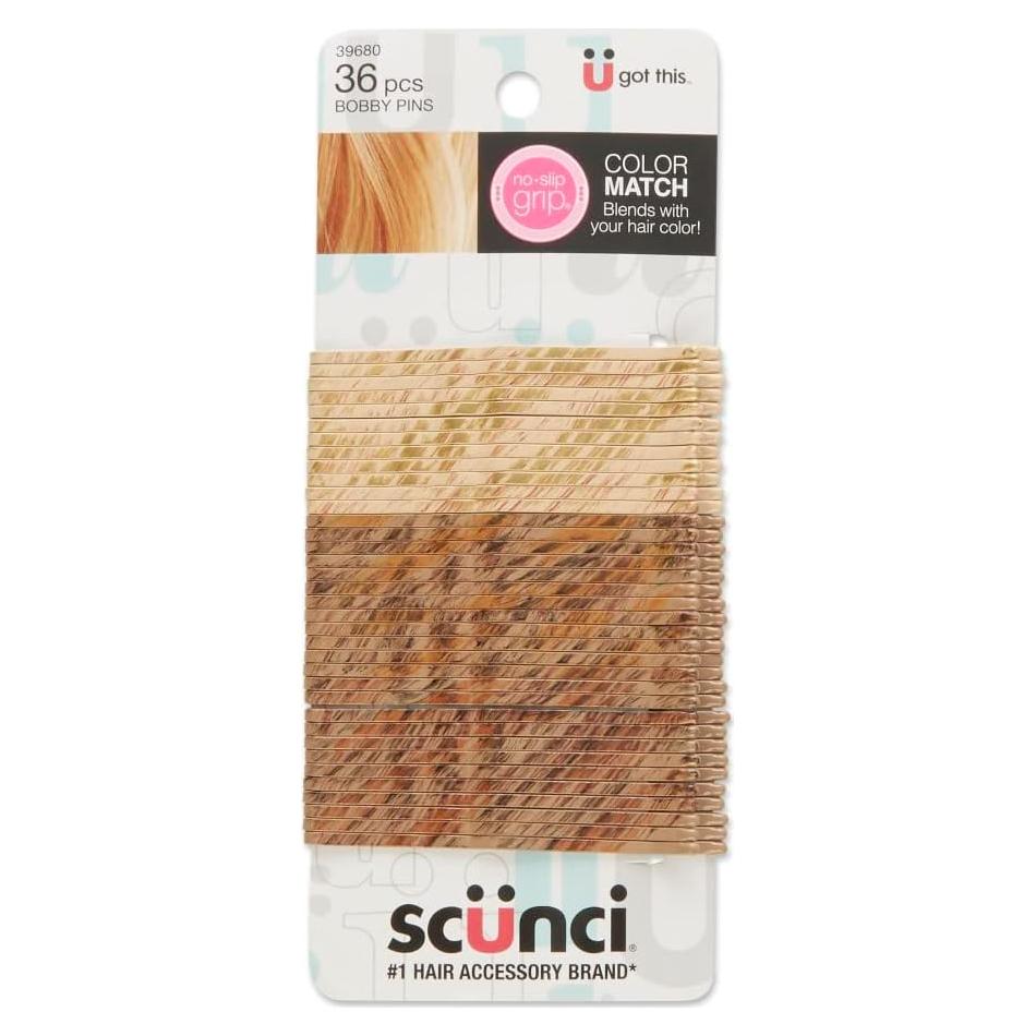 Pinzas de cabello curvas Scunci No-Slip Grip rubio 36 unidades