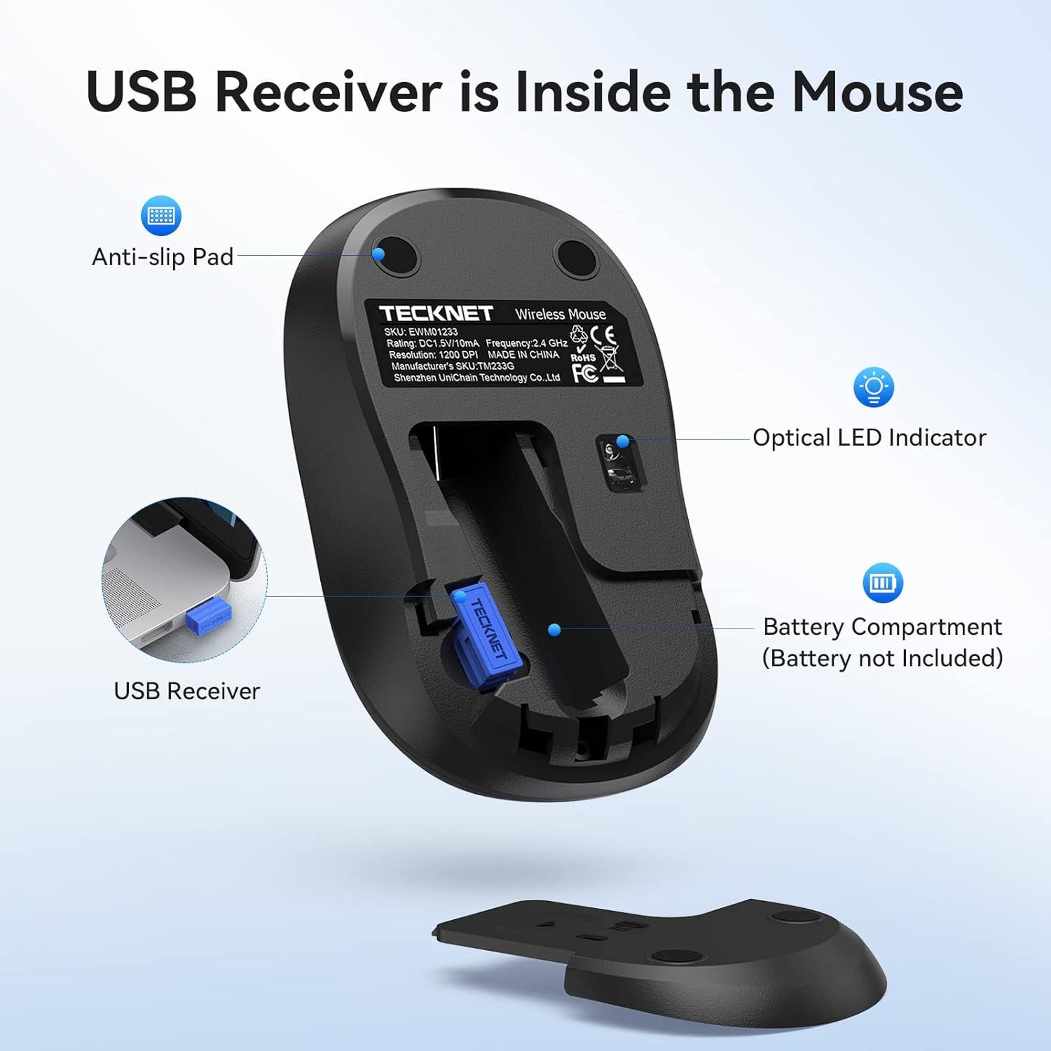 Ratón Inalámbrico TECKNET Pequeño Ergonómico 2.4G Negro