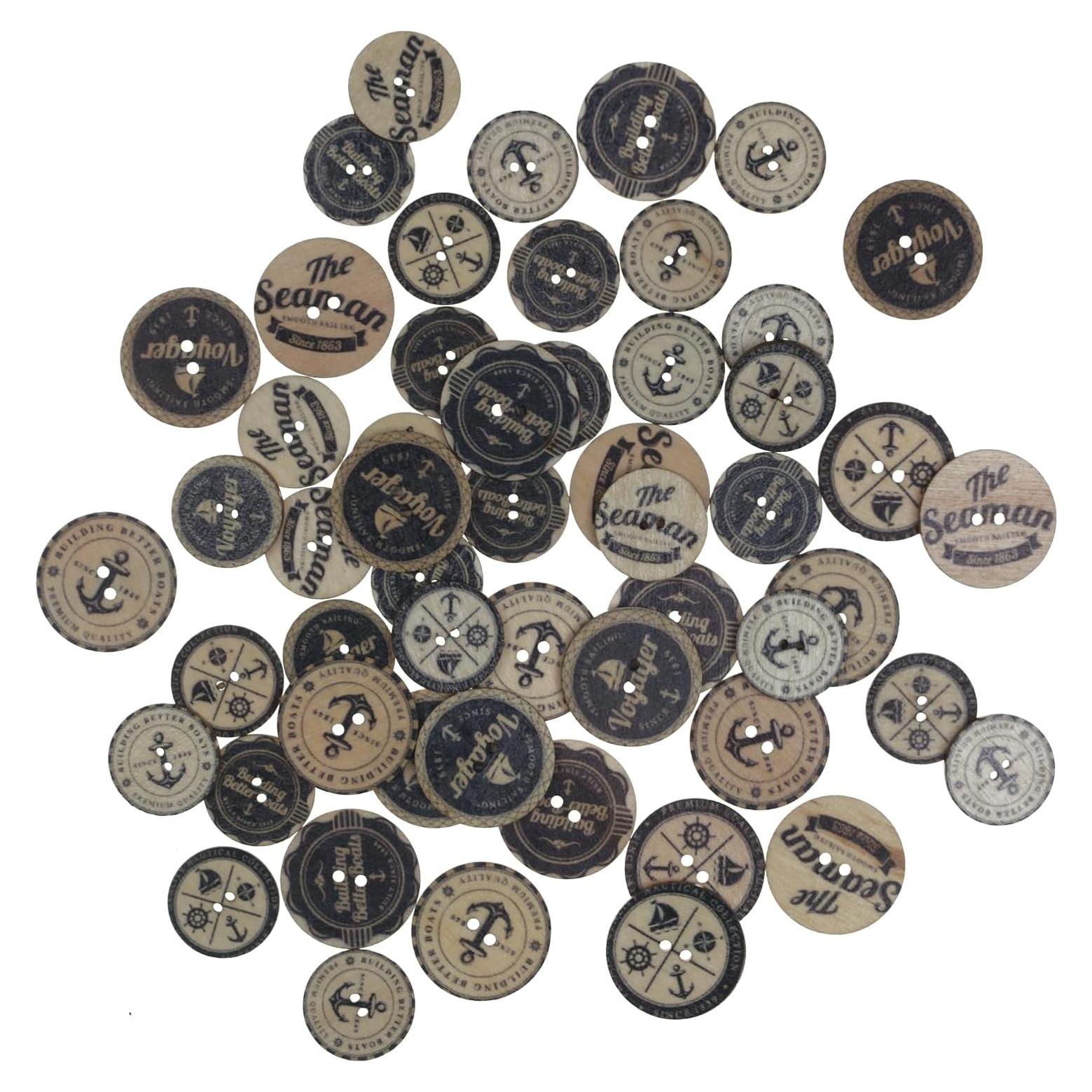 100 Botones de Madera MASONEE 20mm y 25mm Vintage Decorativos