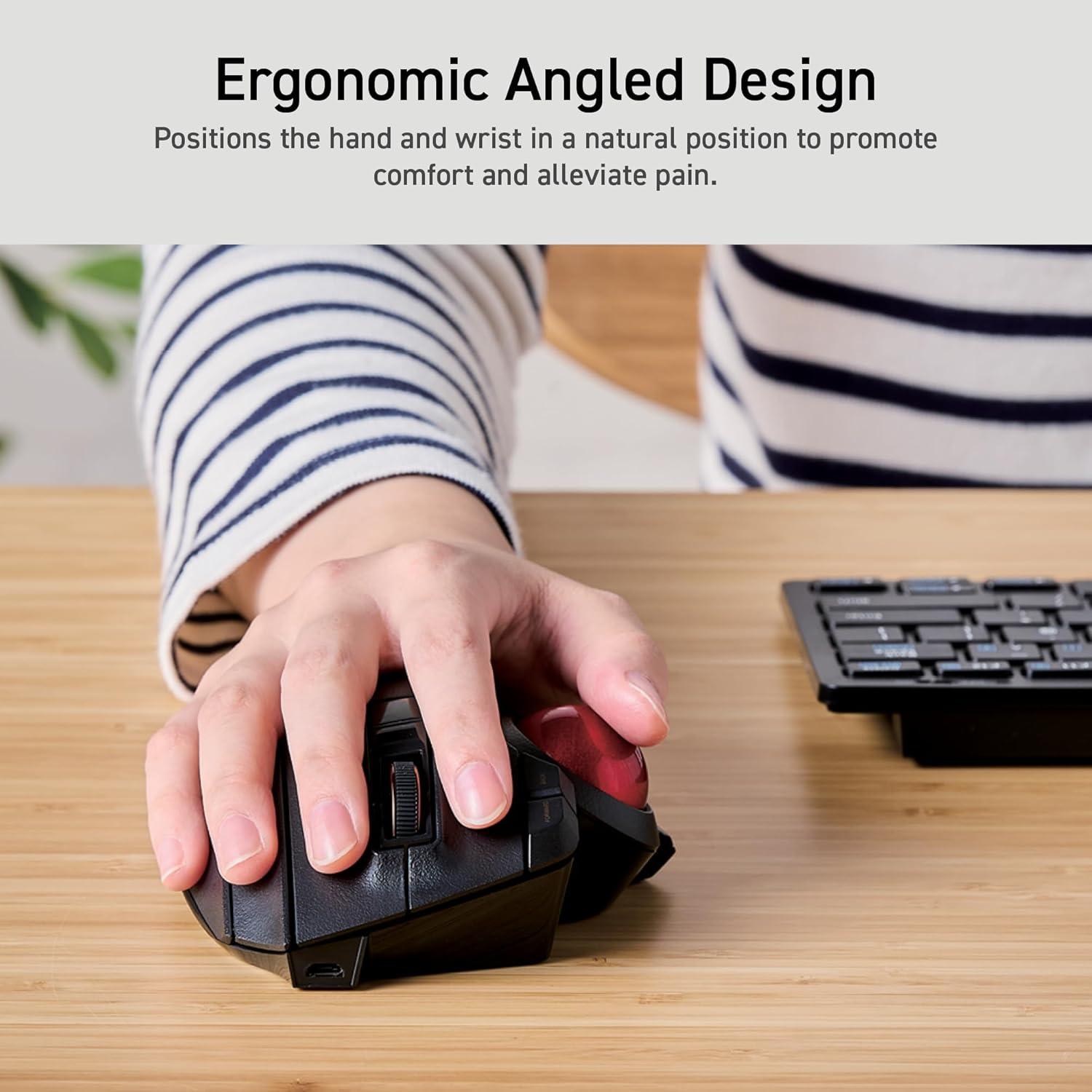 Mouse Trackball Inalámbrico ELECOM EX-G Pro, Ergonomico, 8 Botones